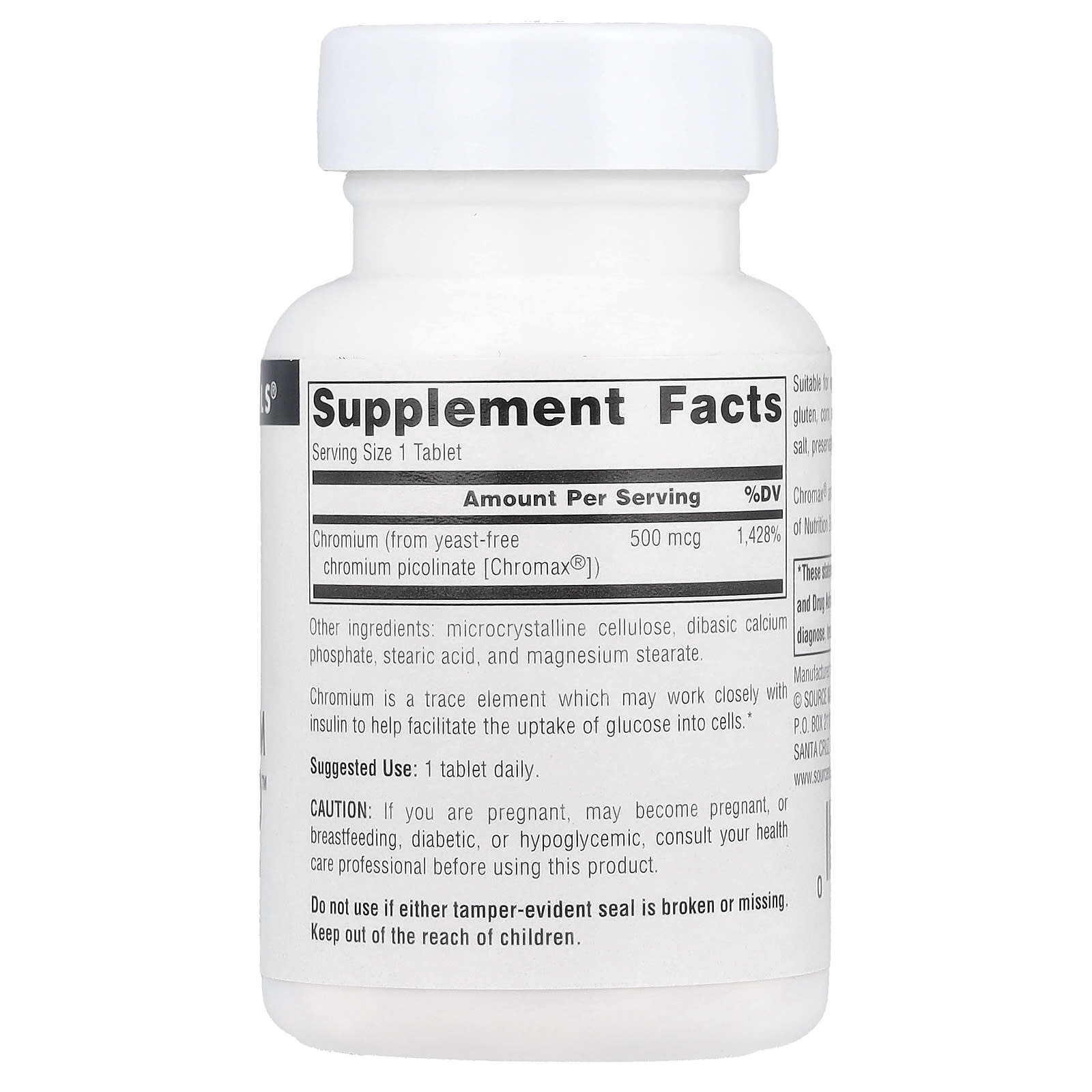 Source Naturals, Ultra Chromium Picolinate 500™, 500 mcg, 60 Tablets - Image 2