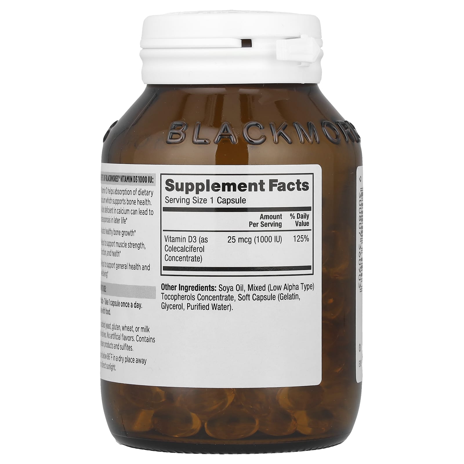 Blackmores Vitamin D3 1000 IU - 200 Capsules for Bone Health - Image 2