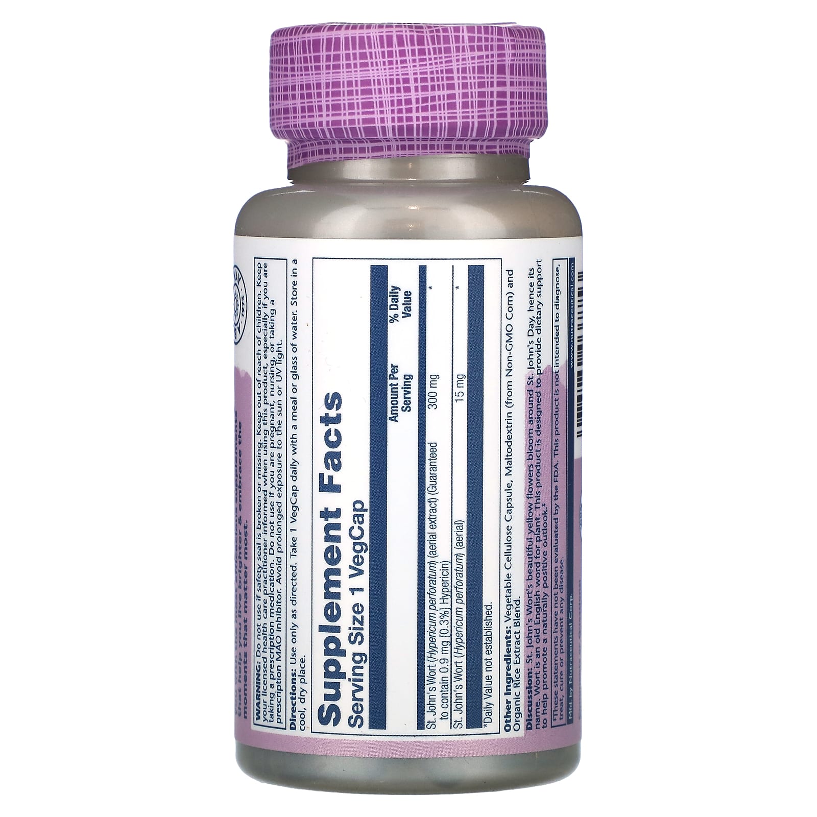 Solaray, Vital Extracts, St. John's Wort, 60 VegCaps - Image 2