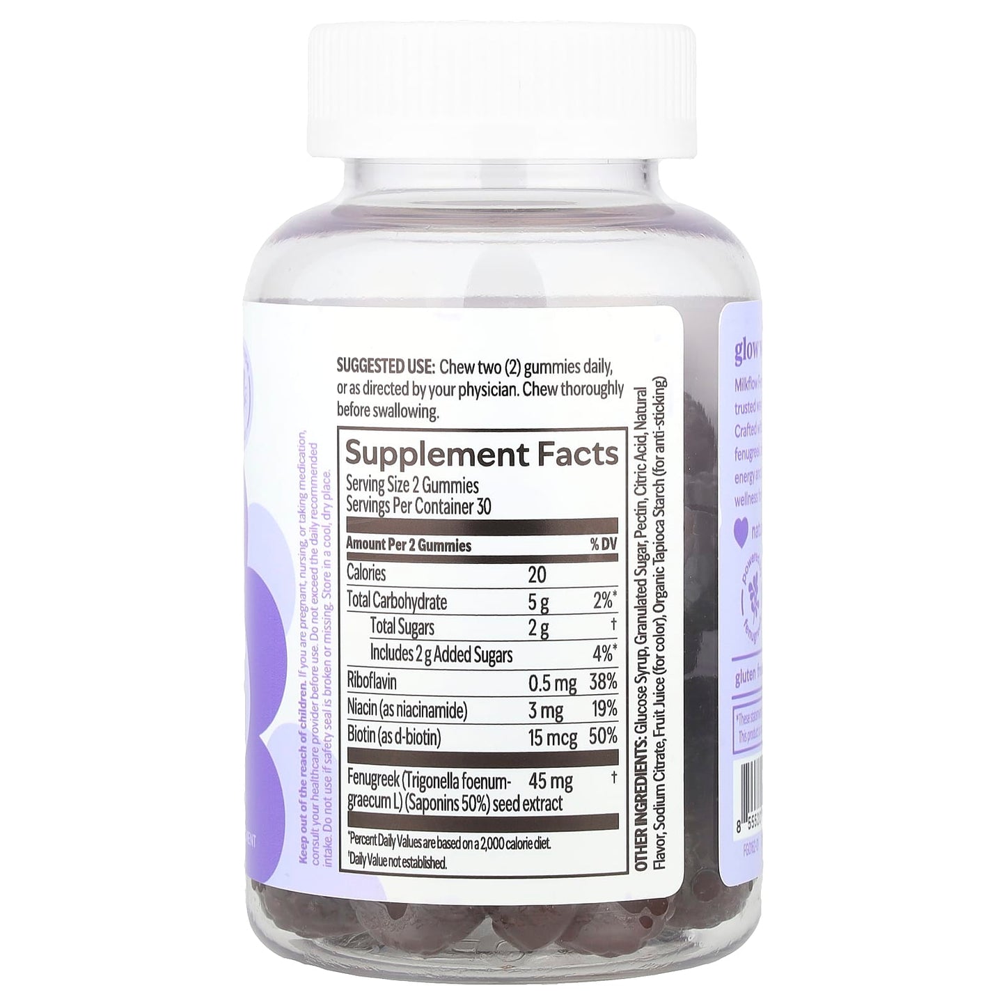 UpSpring, Milkflow® Fenugreek Gummies, Real Grape , 60 Vegan Gummies - Image 2