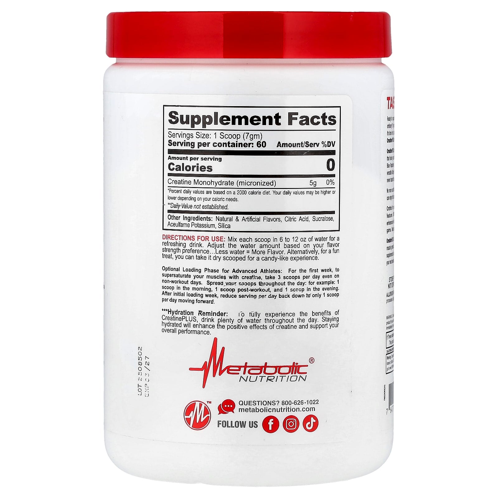 Metabolic Nutrition, Micronized Creatine Plus™, Blue Raspberry, 420 g - Image 2