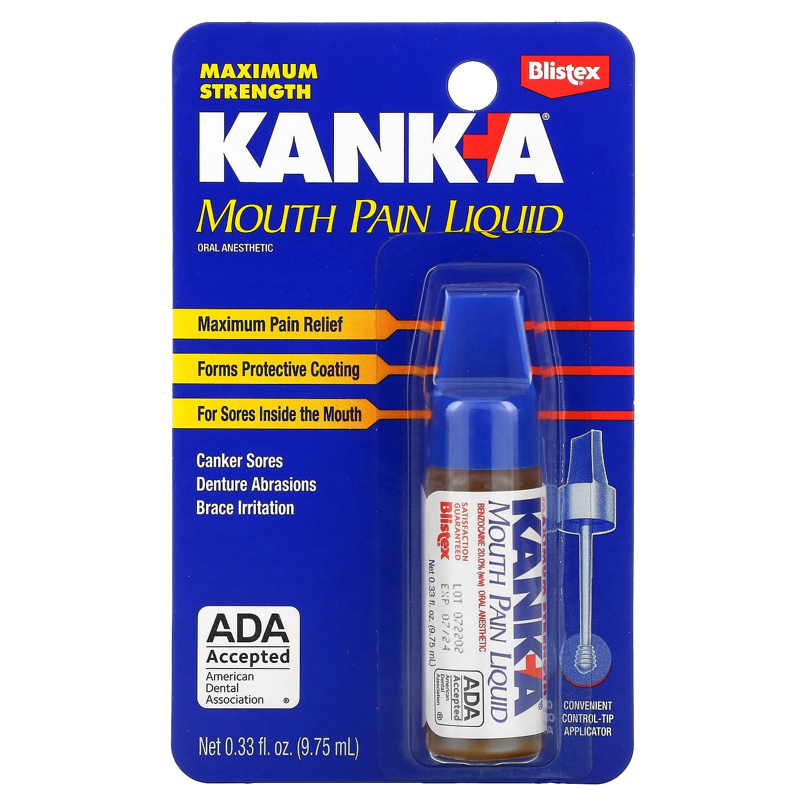 Blistex Maximum Strength Mouth Pain Relief Liquid, 0.33 fl oz - Image 1
