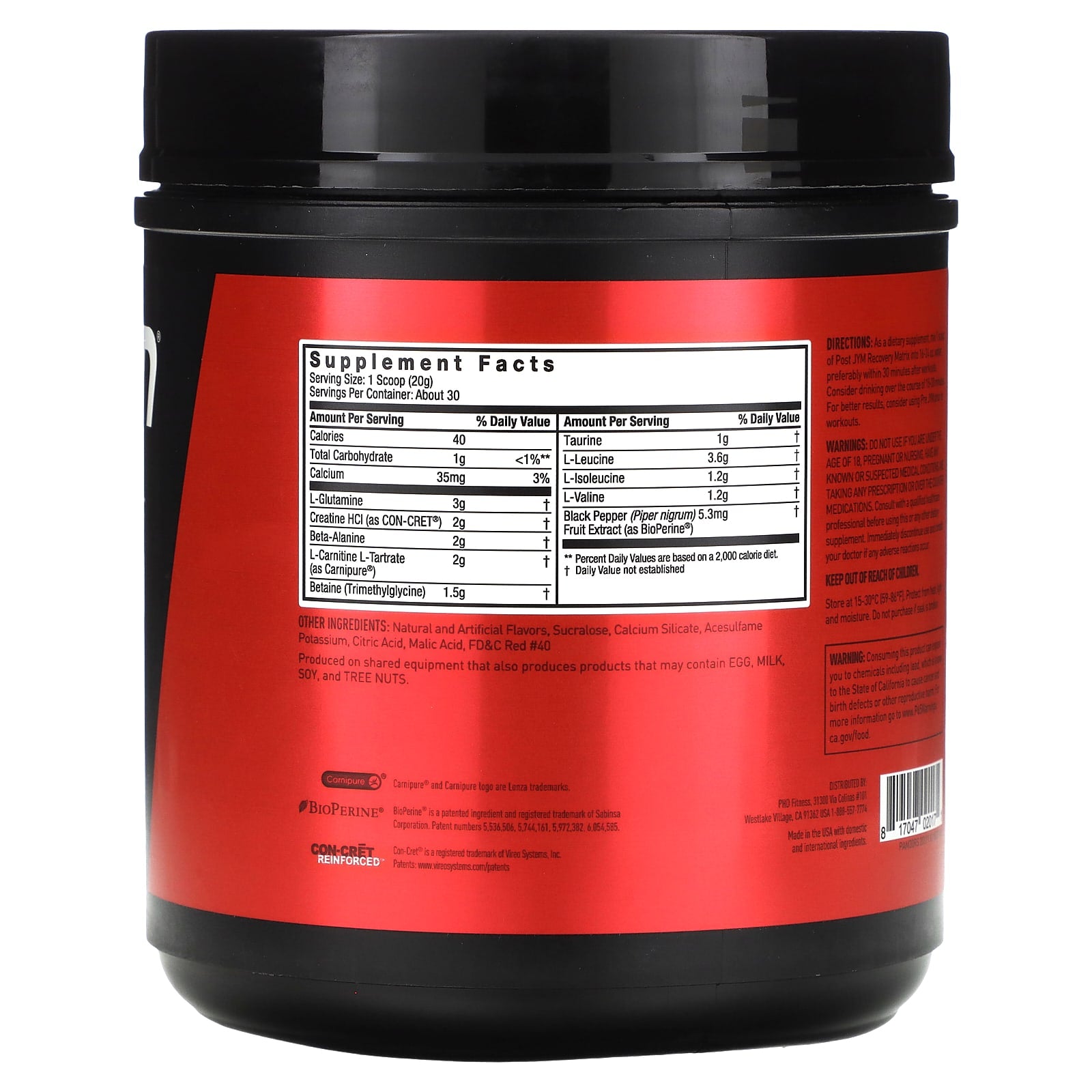 JYM Post JYM Recovery Matrix - Rainbow Sherbet, 1.3 lbs (600g) - Image 2