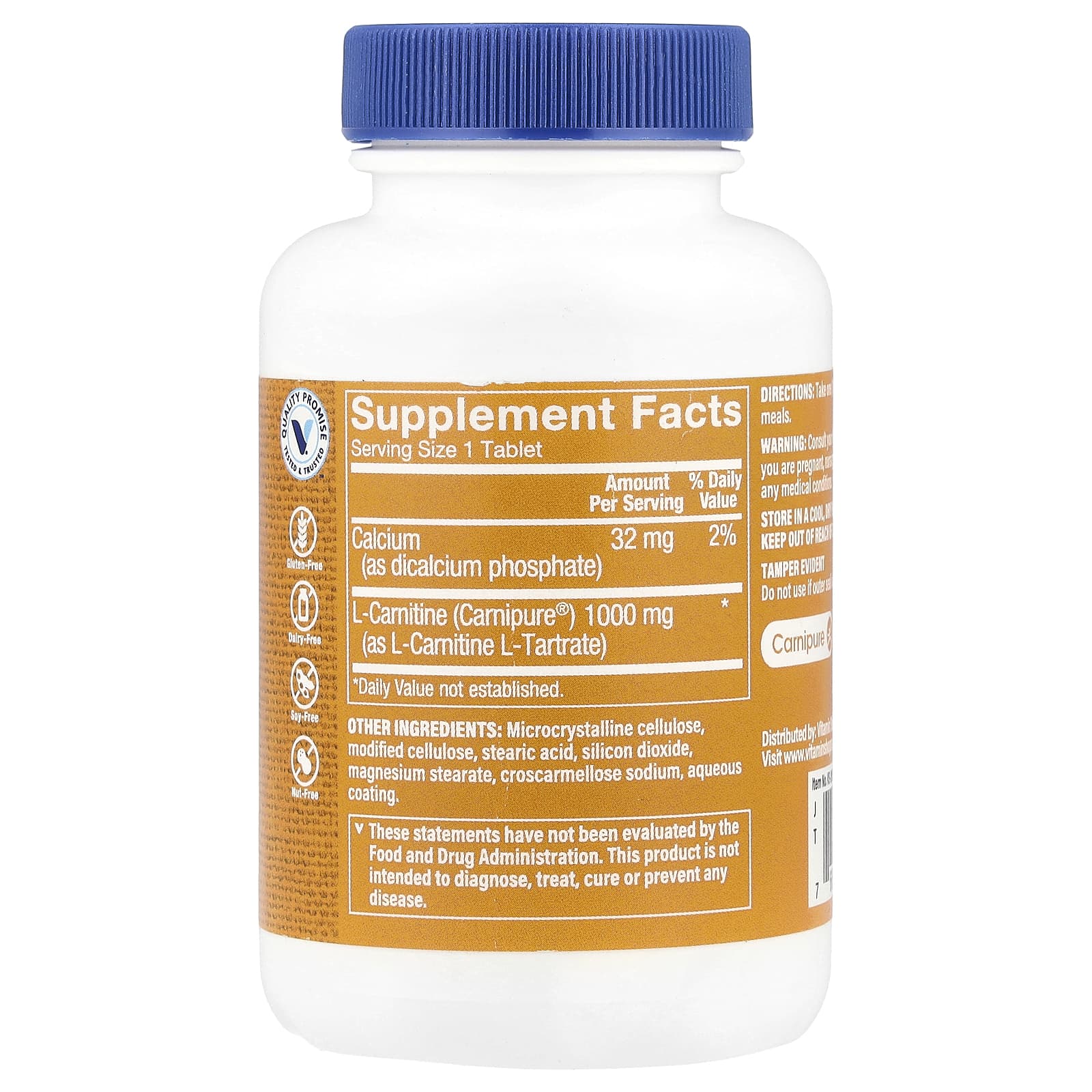 The Vitamin Shoppe, Carnipure® L-Carnitine, 1,000 mg, 50 Tablets - Image 2