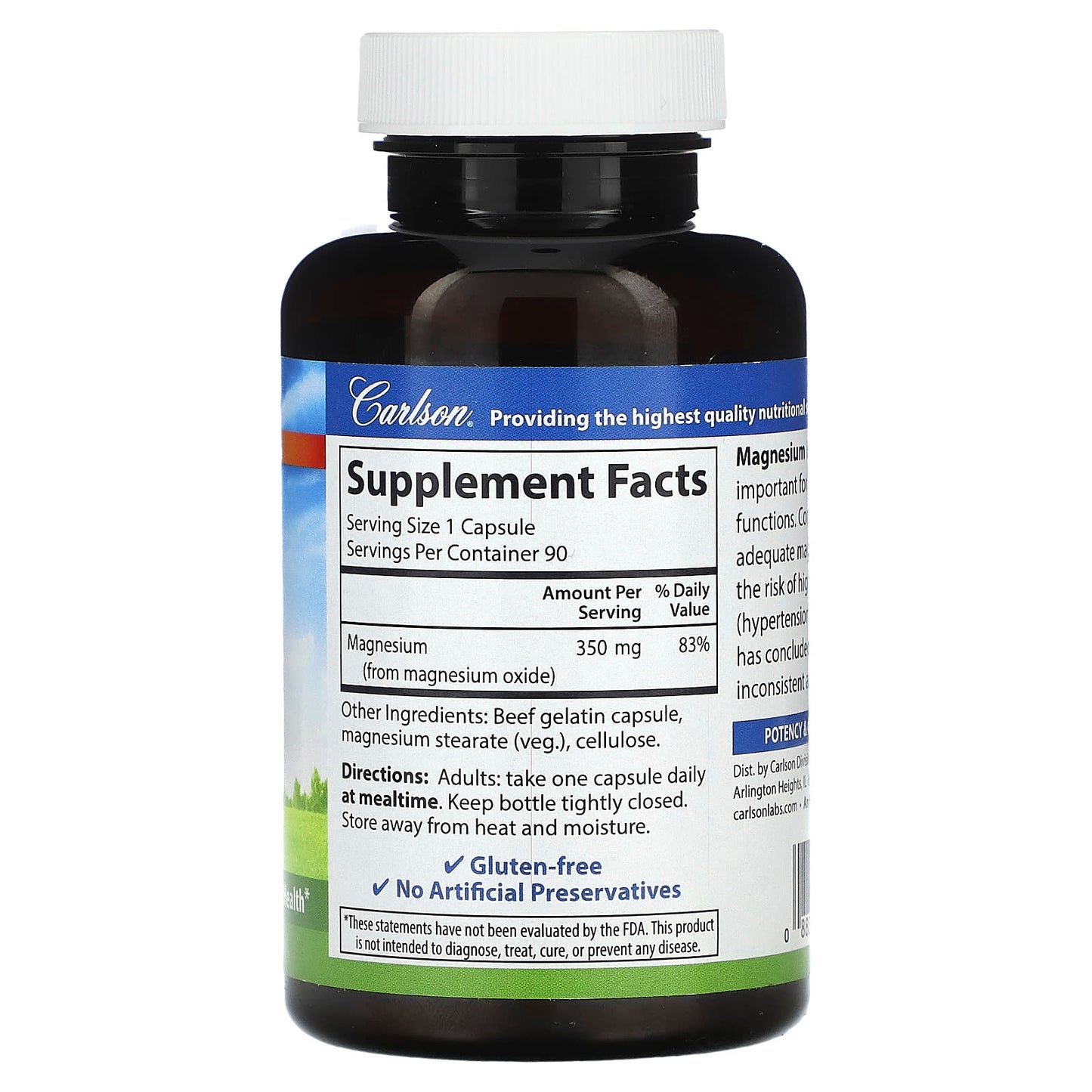 Magnessence by Carlson - 350mg Magnesium Supplement for Heart Health - Image 2