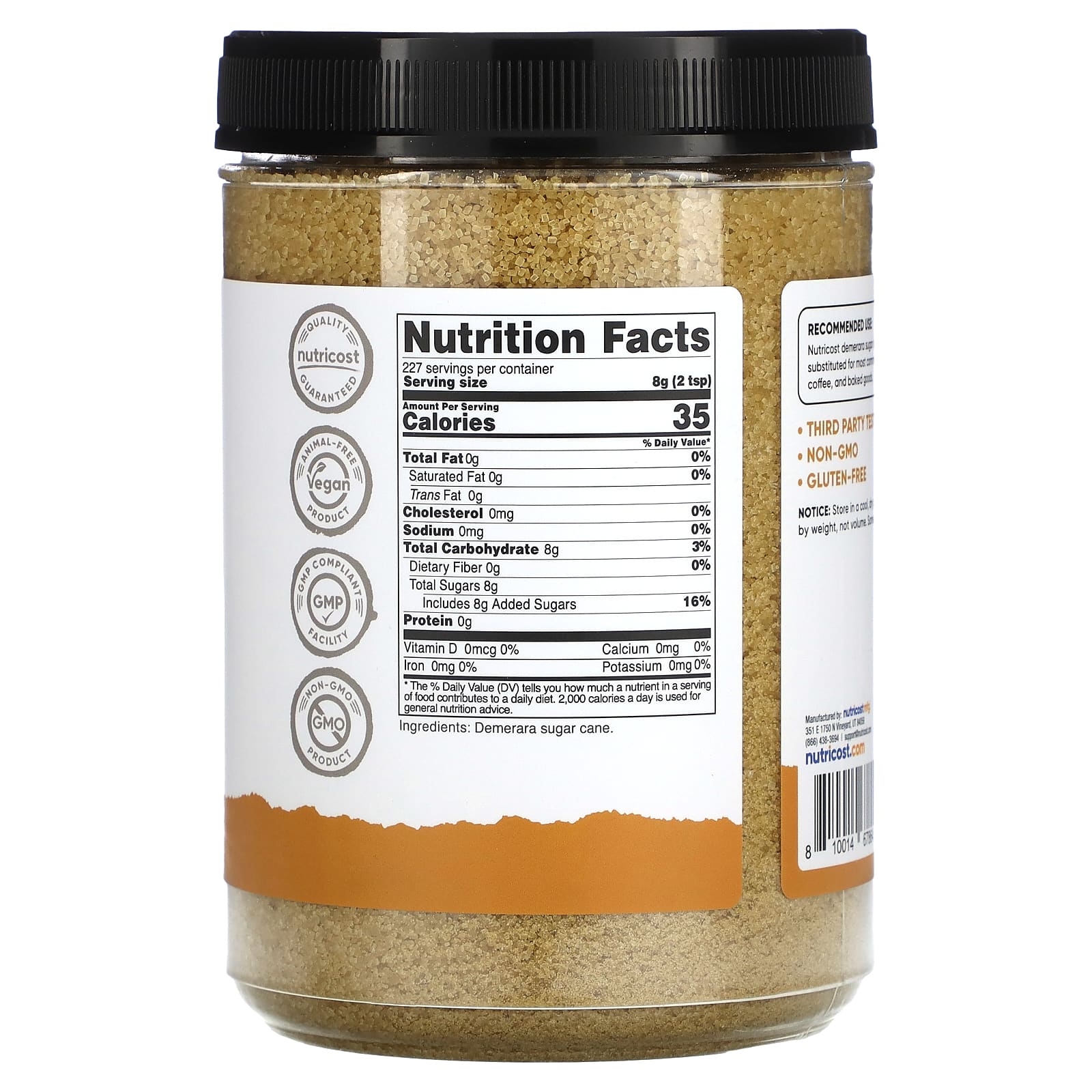 Nutricost, Pantry, Demerara Sugar, Unrefined Sweetener, 64.8 oz (1,814 g) - Image 2