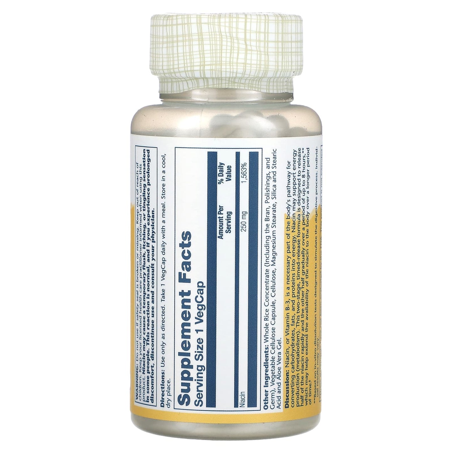 Solaray, Timed-Released Niacin, 250 mg, 100 VegCaps - Image 2