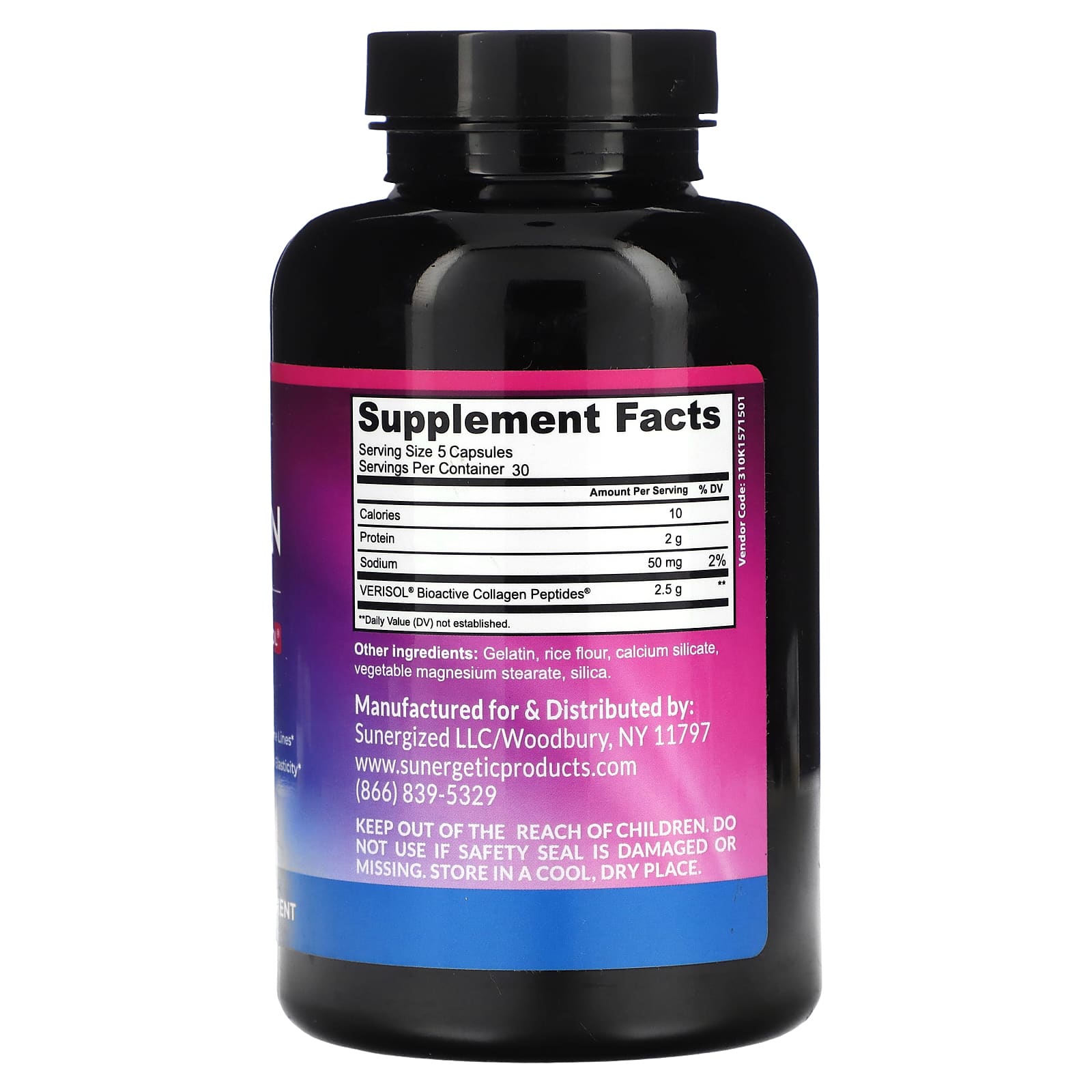 Sunergetic, Collagen Peptides, 150 Capsules - Image 2