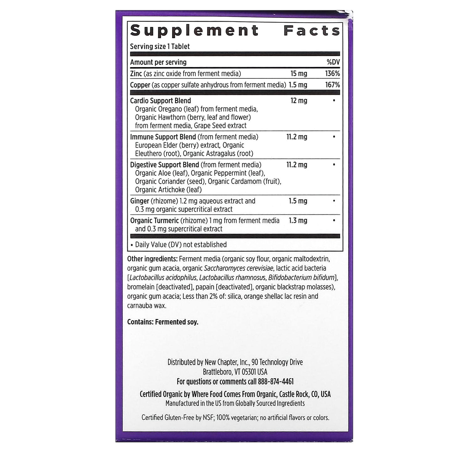 New Chapter, Fermented Zinc Complex, 90 Vegetarian Tablets - Image 2