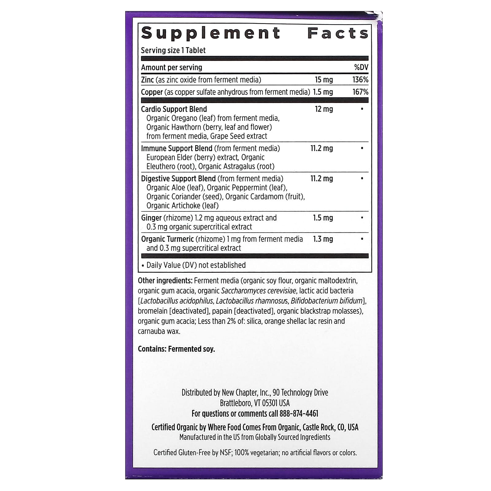 New Chapter, Fermented Zinc Complex, 90 Vegetarian Tablets - Image 2
