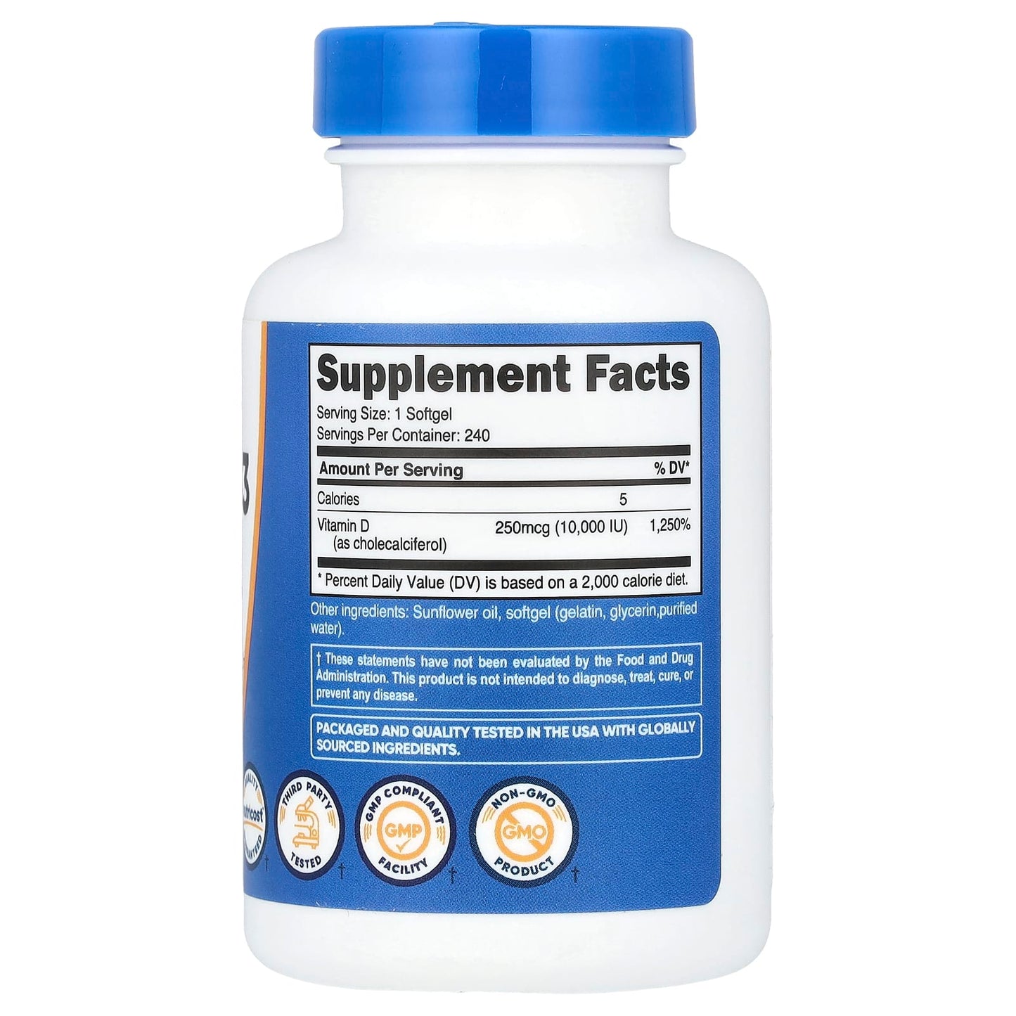 Nutricost, Vitamin D3, 250 mcg (10,000 IU), 240 Softgels - Image 2