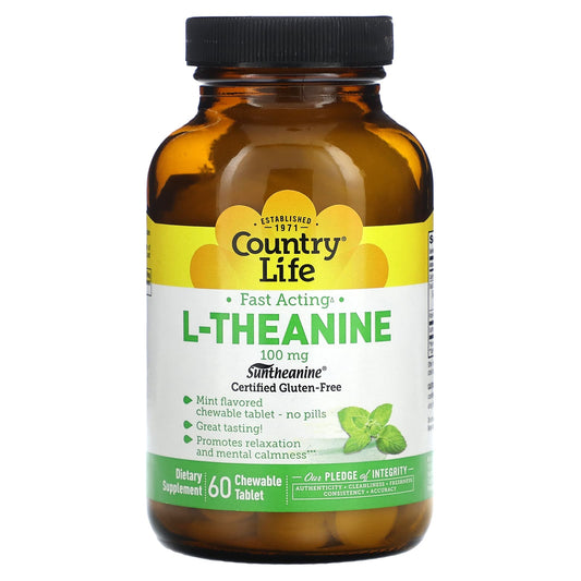 Country Life L-Theanine 100mg Relaxation & Focus Chewable Tablets - Image 1