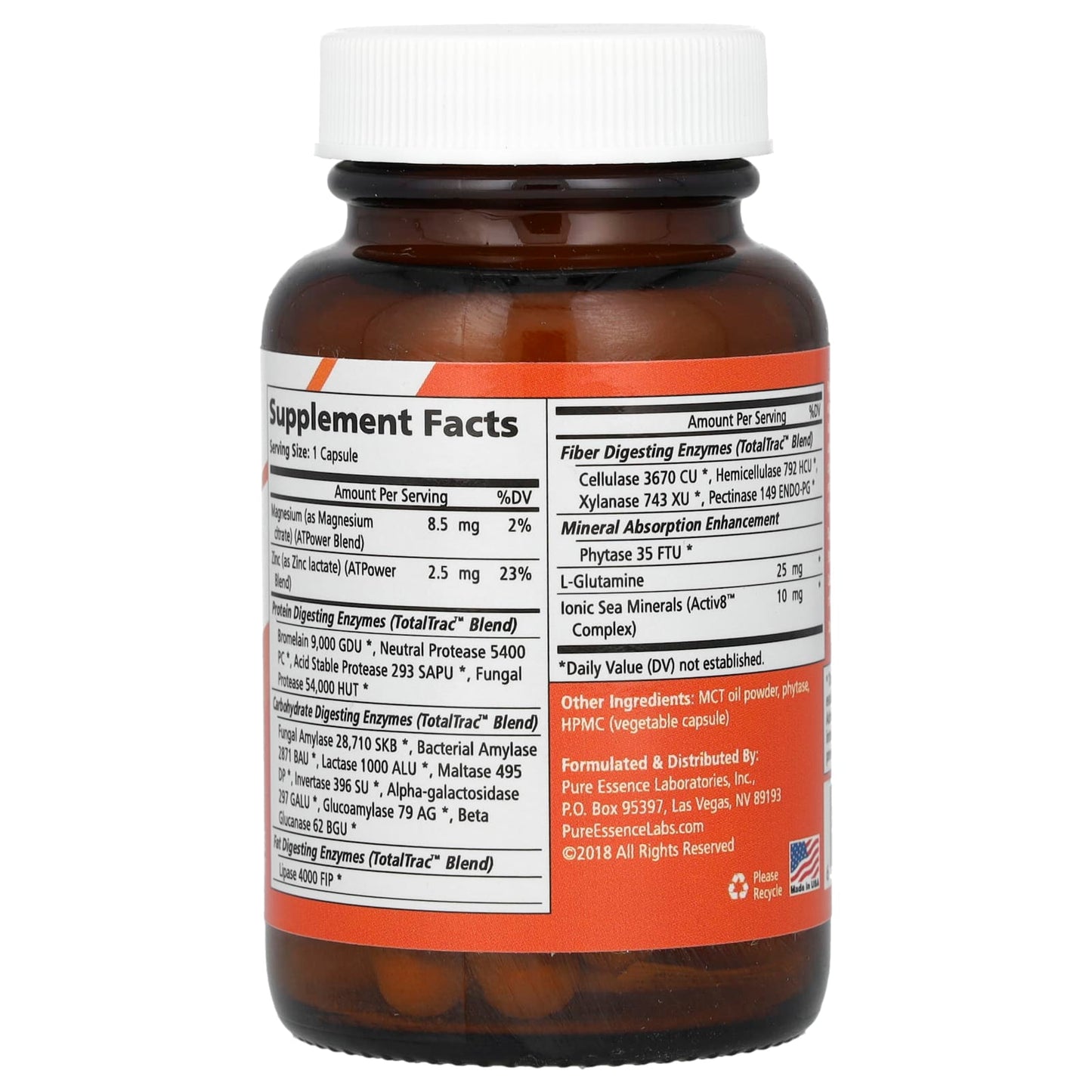 Pure Essence, Real-Zymes, Vegan, 30 Vegi-Caps - Image 2