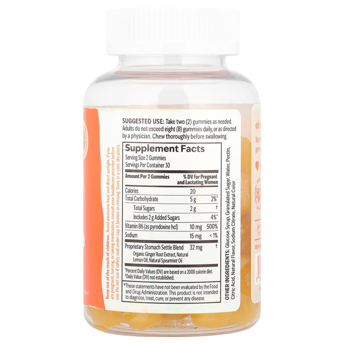 UpSpring, Morning Sickness Relief, Stomach Settle® Gummies, Lemon Ginger, 60 Vegan Gummies - Image 2