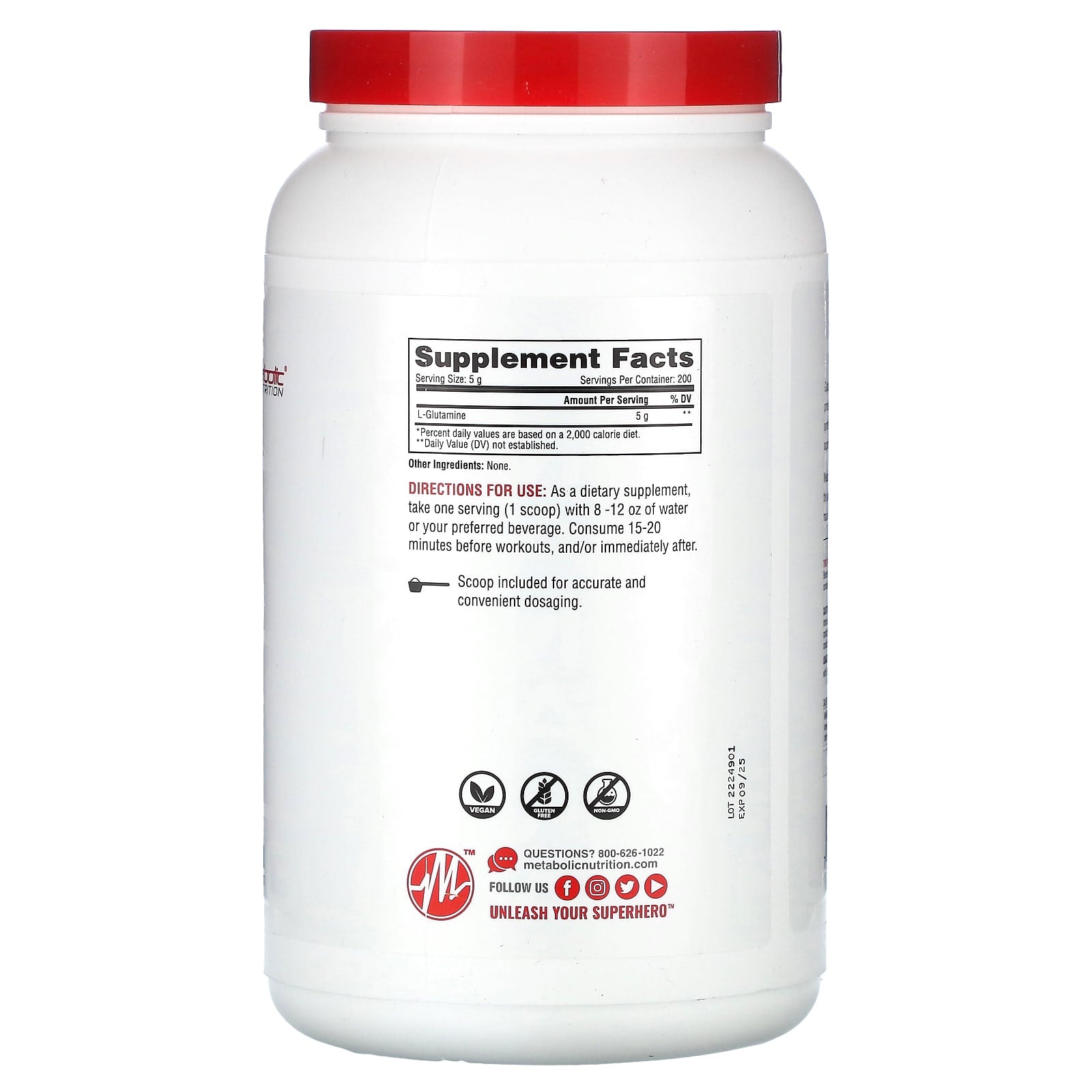 Metabolic Nutrition, L-Glutamine, Unflavored, 35.27 oz (1,000 g) - Image 2