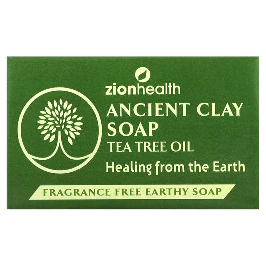 Zion Health, Ancient Clay Bar Soap with Tea Tree Oil, Fragrance Free, 6 oz (170 g) - Image 1
