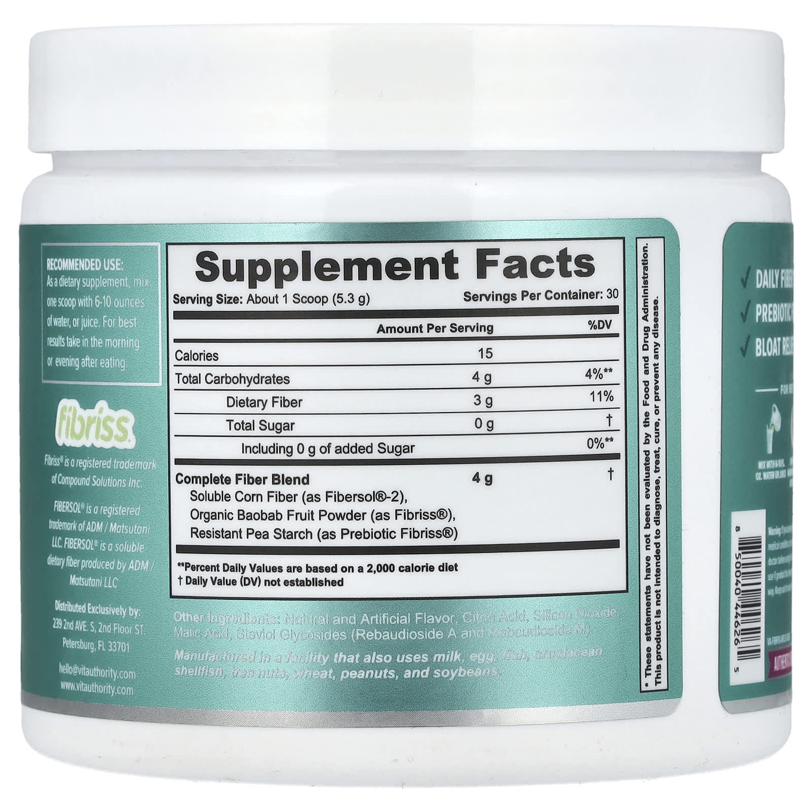 Vitauthority, Fiber Fix, Multi Fiber Gut Aid, Crisp Apple, 5.6 oz (159 g) - Image 2
