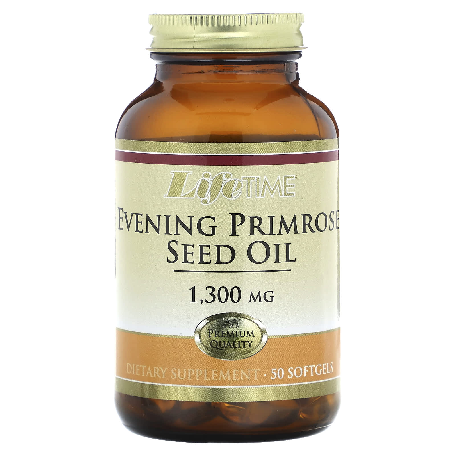 LifeTime Vitamins, Evening Primrose Seed Oil , 1,300 mg , 50 Softgels - Image 1
