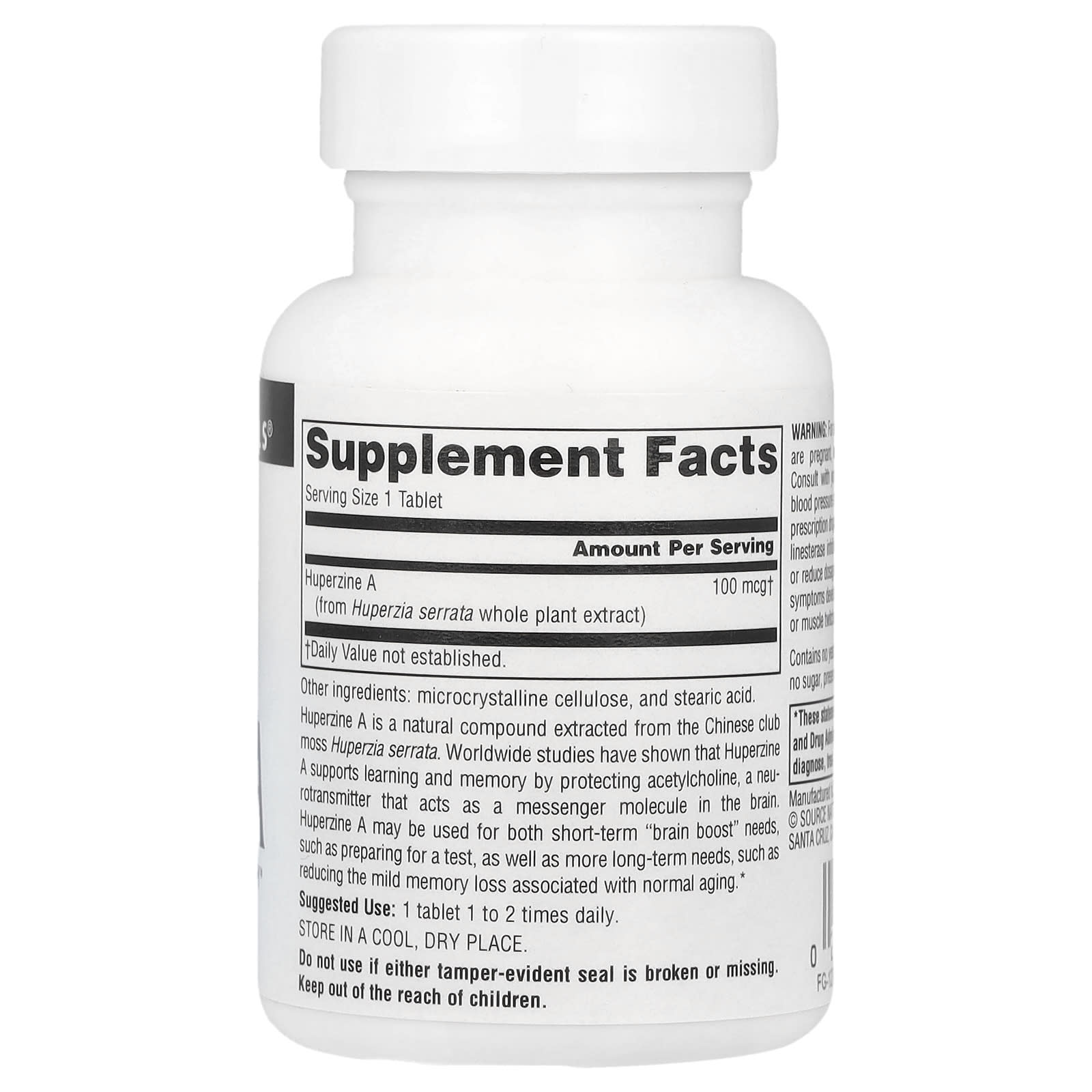 Source Naturals, Huperzine A, 100 mcg , 60 Tablets - Image 2