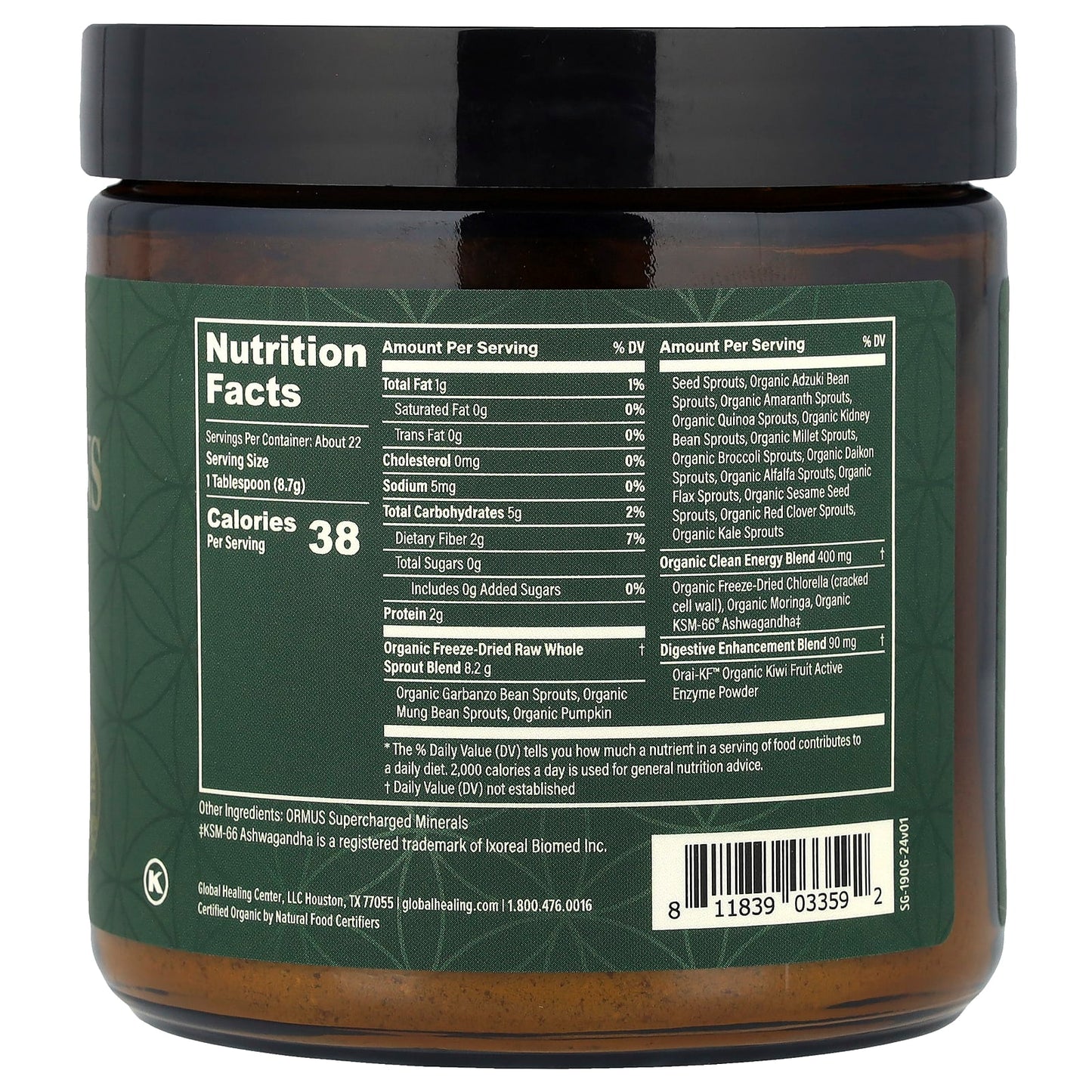 Organic Super Greens Powder by Global Healing - USDA Certified - Image 2