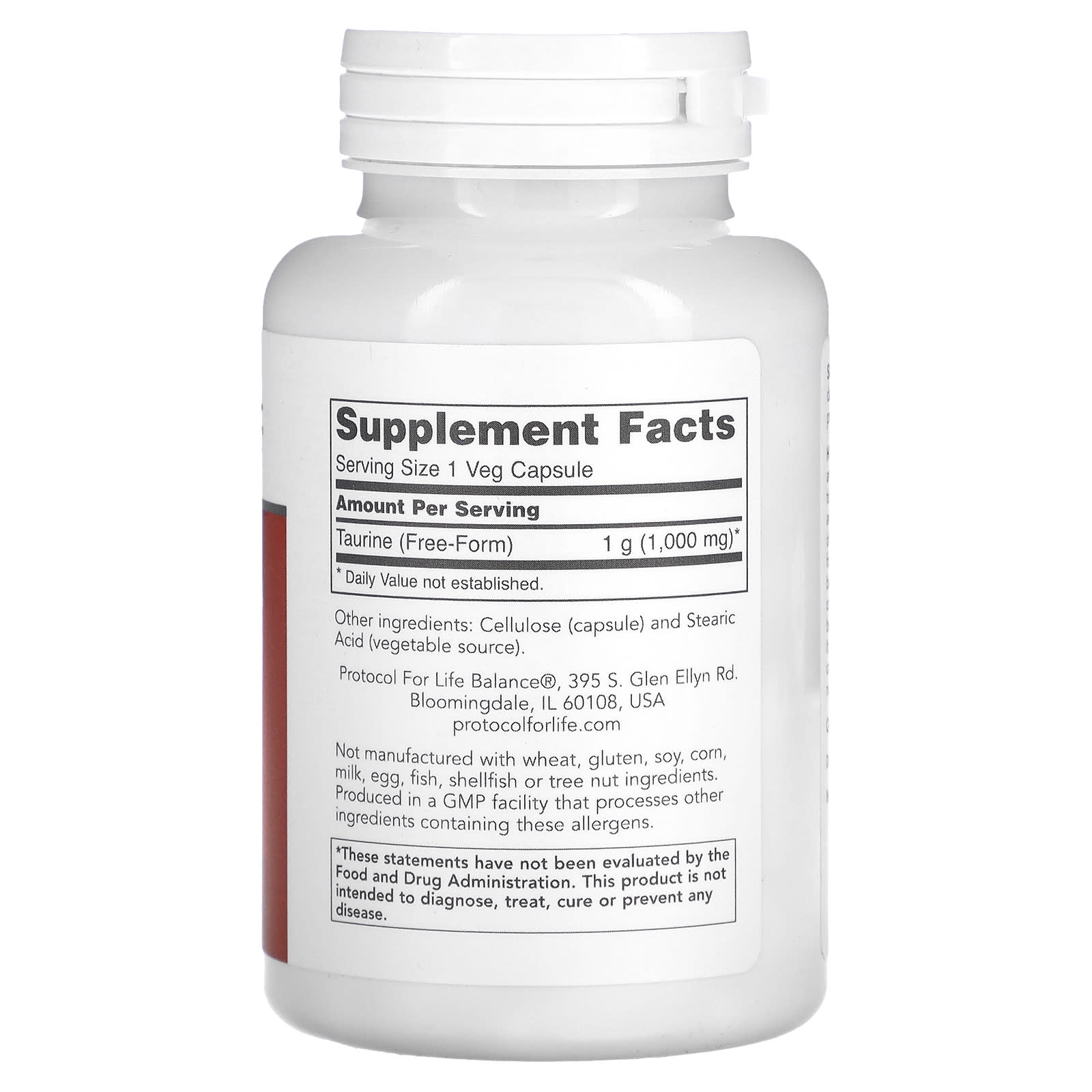 Protocol for Life Balance, Taurine, 1,000 mg, 100 Veg Capsules - Image 2