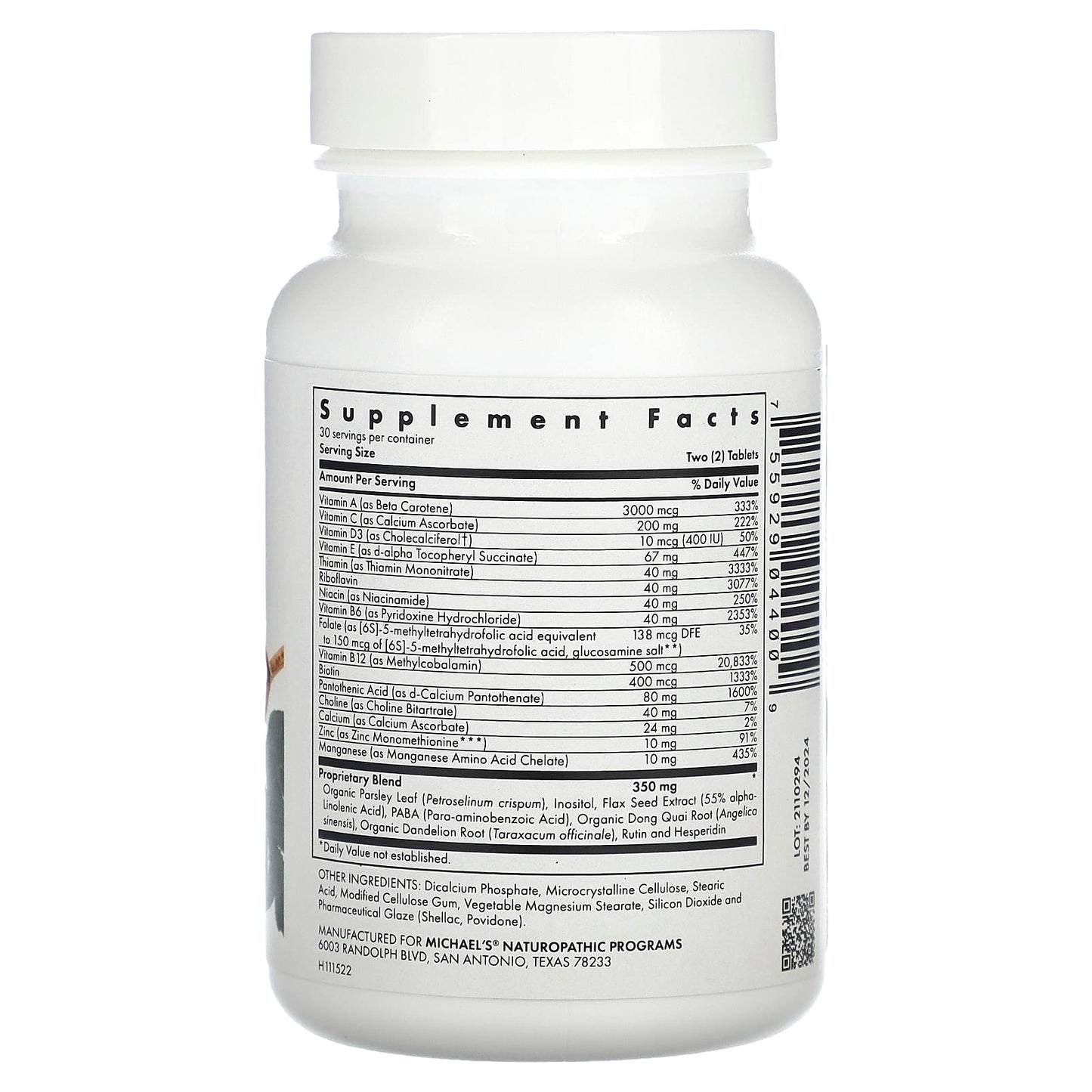 Michael's Health, Teen Girls Multivitamin, 60 Vegetarian Tablets - Image 2