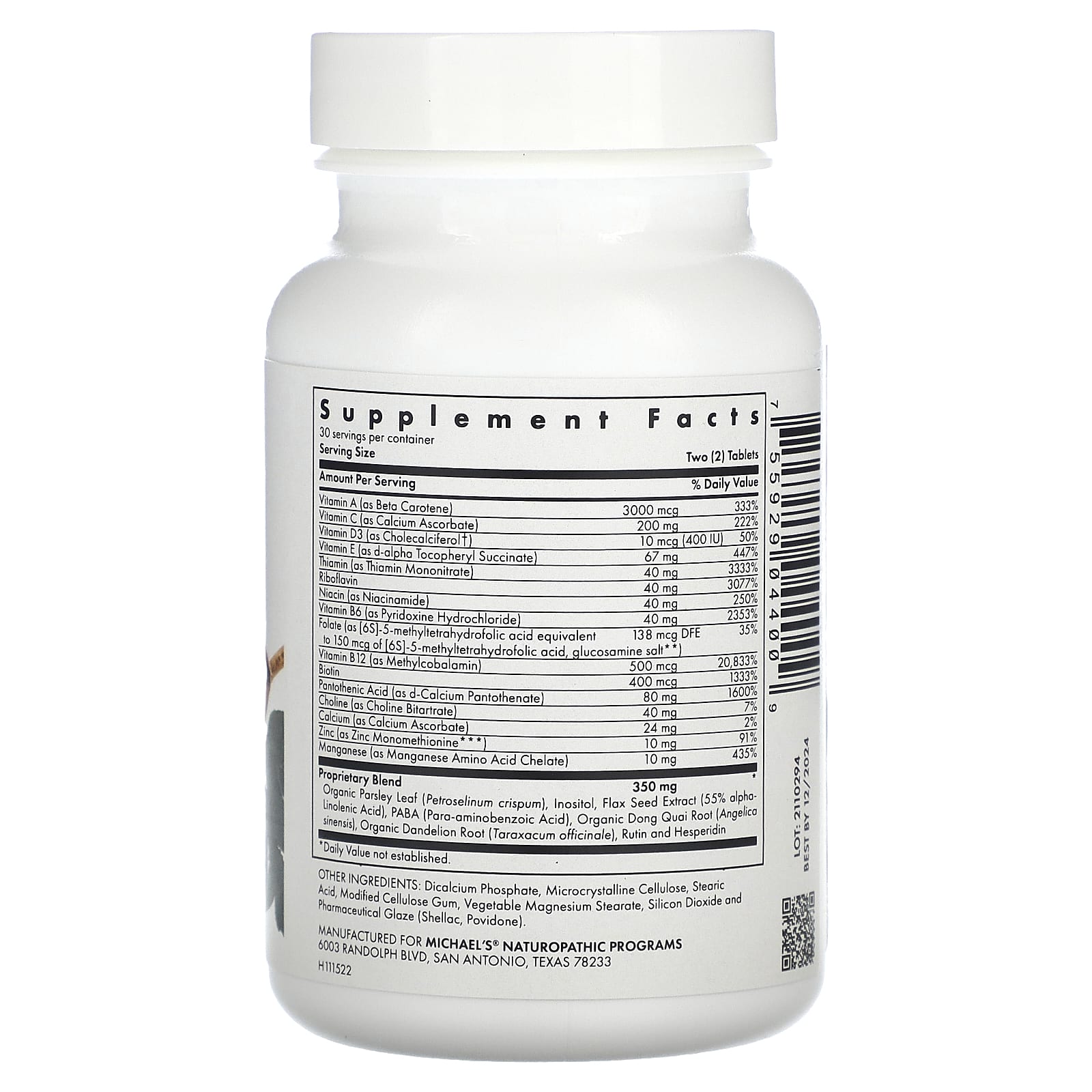 Michael's Health, Teen Girls Multivitamin, 60 Vegetarian Tablets - Image 2