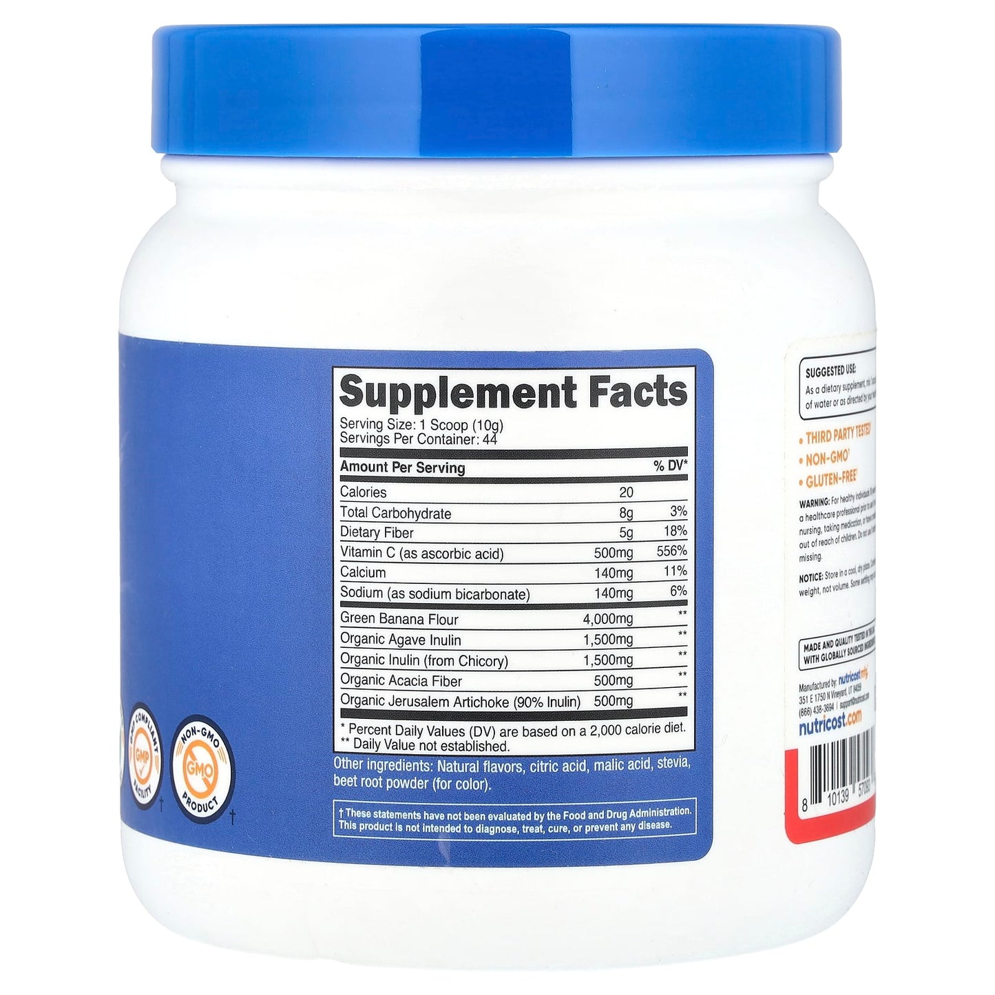 Nutricost, Prebiotic Fiber, Fruit Punch , 16.2 oz (454 g) - Image 2