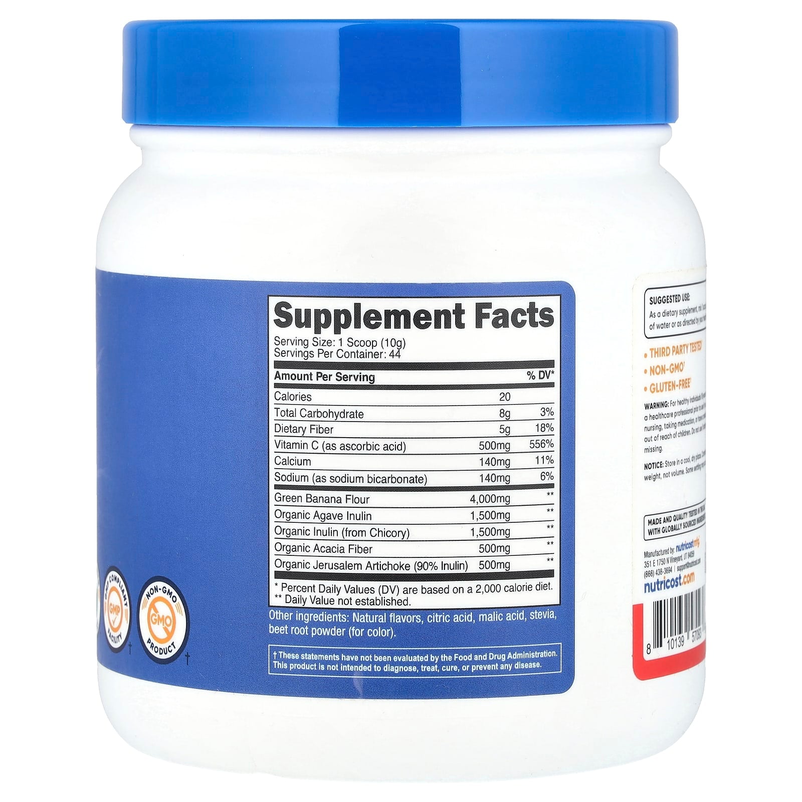 Nutricost, Prebiotic Fiber, Fruit Punch , 16.2 oz (454 g) - Image 2