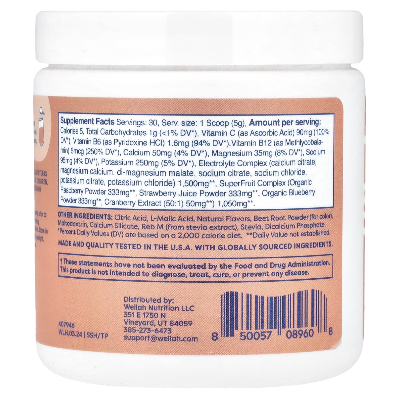 Wellah, Splish Splash Hydration, Tropical Punch, 5.6 oz (156 g) - Image 2