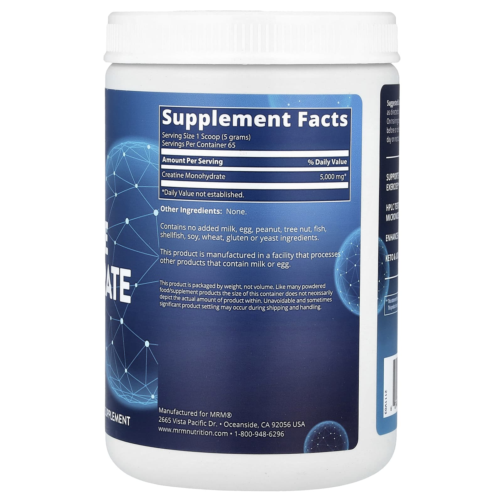 MRM Nutrition, Creatine Monohydrate 325 , 11.5 oz (325 g) - Image 2