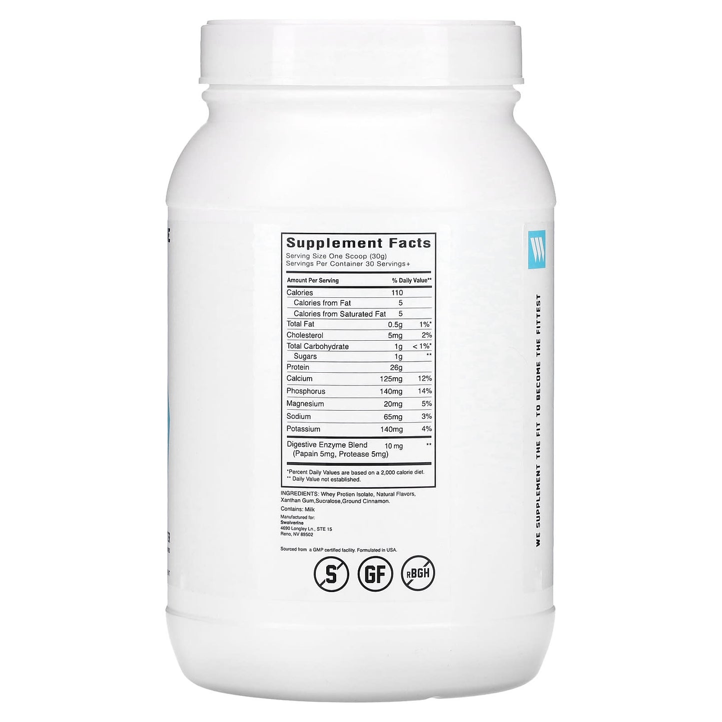 Swolverine, Whey Isolate, Honey Cinnamon Peanut Butter, 2 lb (907 g) - Image 2
