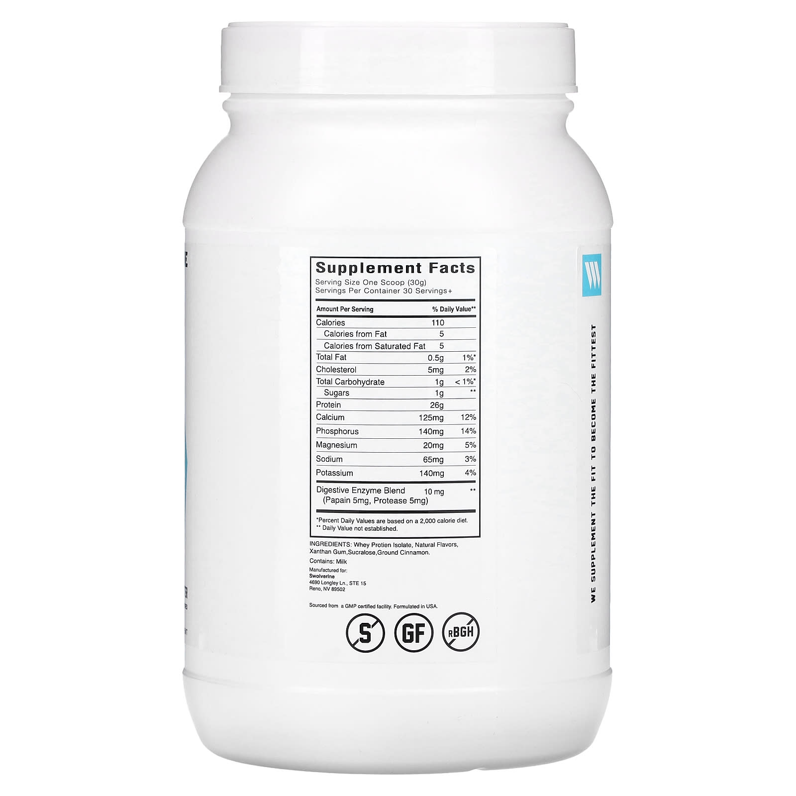 Swolverine, Whey Isolate, Honey Cinnamon Peanut Butter, 2 lb (907 g) - Image 2