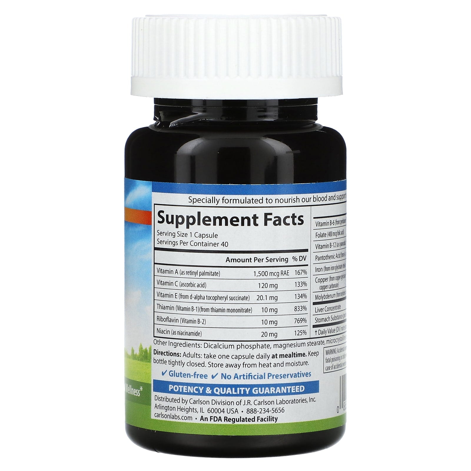 Carlson Blood Nutrients, Iron Supplement for Optimal Wellness - Image 2