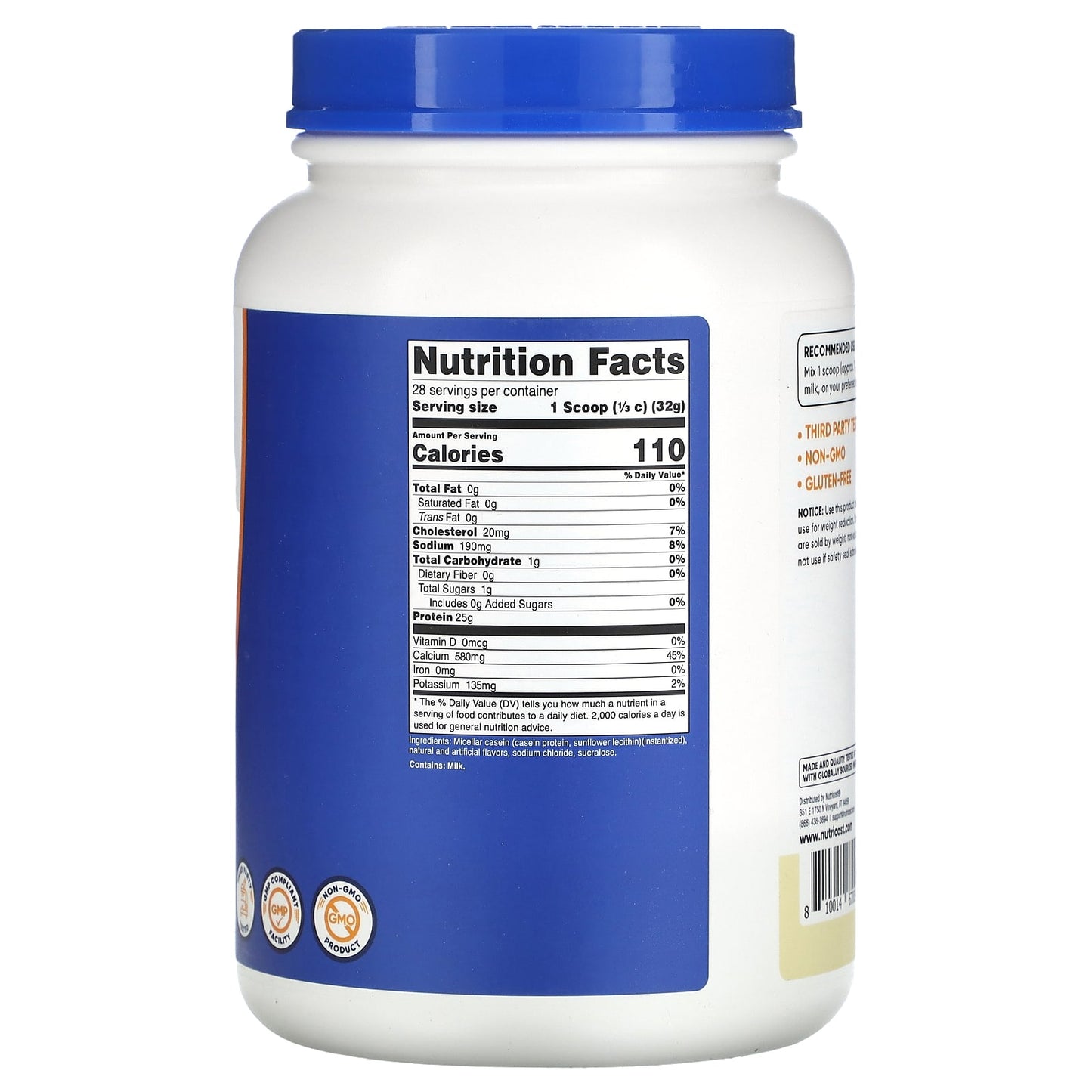 Nutricost, Casein Protein, Vanilla, 2 lb (907 g) - Image 2