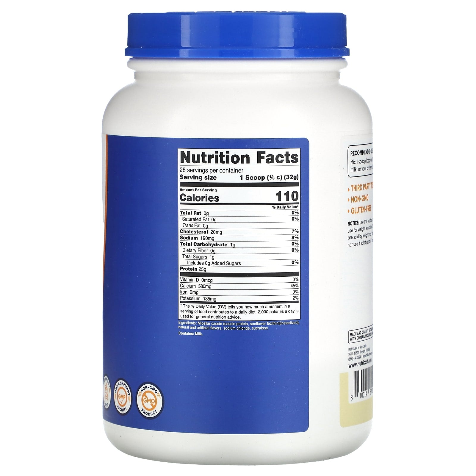 Nutricost, Casein Protein, Vanilla, 2 lb (907 g) - Image 2