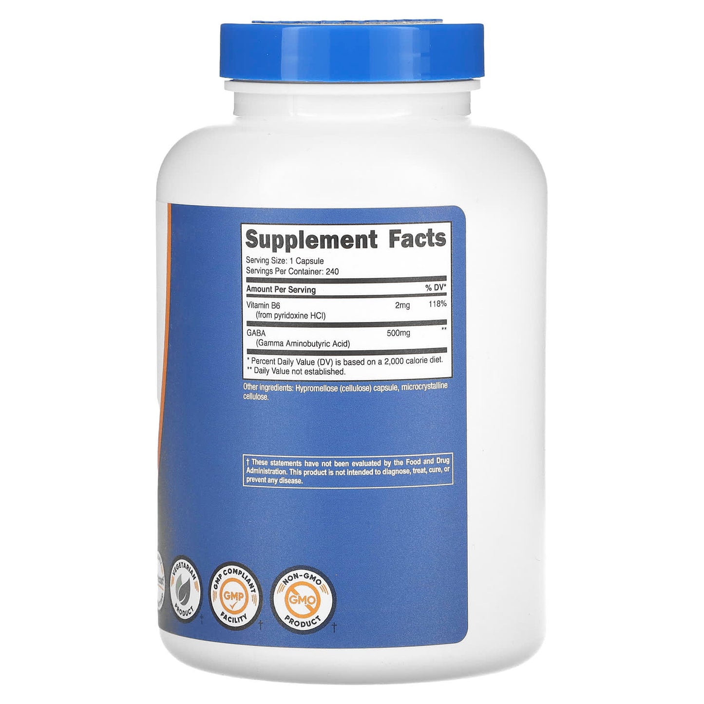 Nutricost, GABA With Vitamin B6, 500 mg, 240 Capsules - Image 2