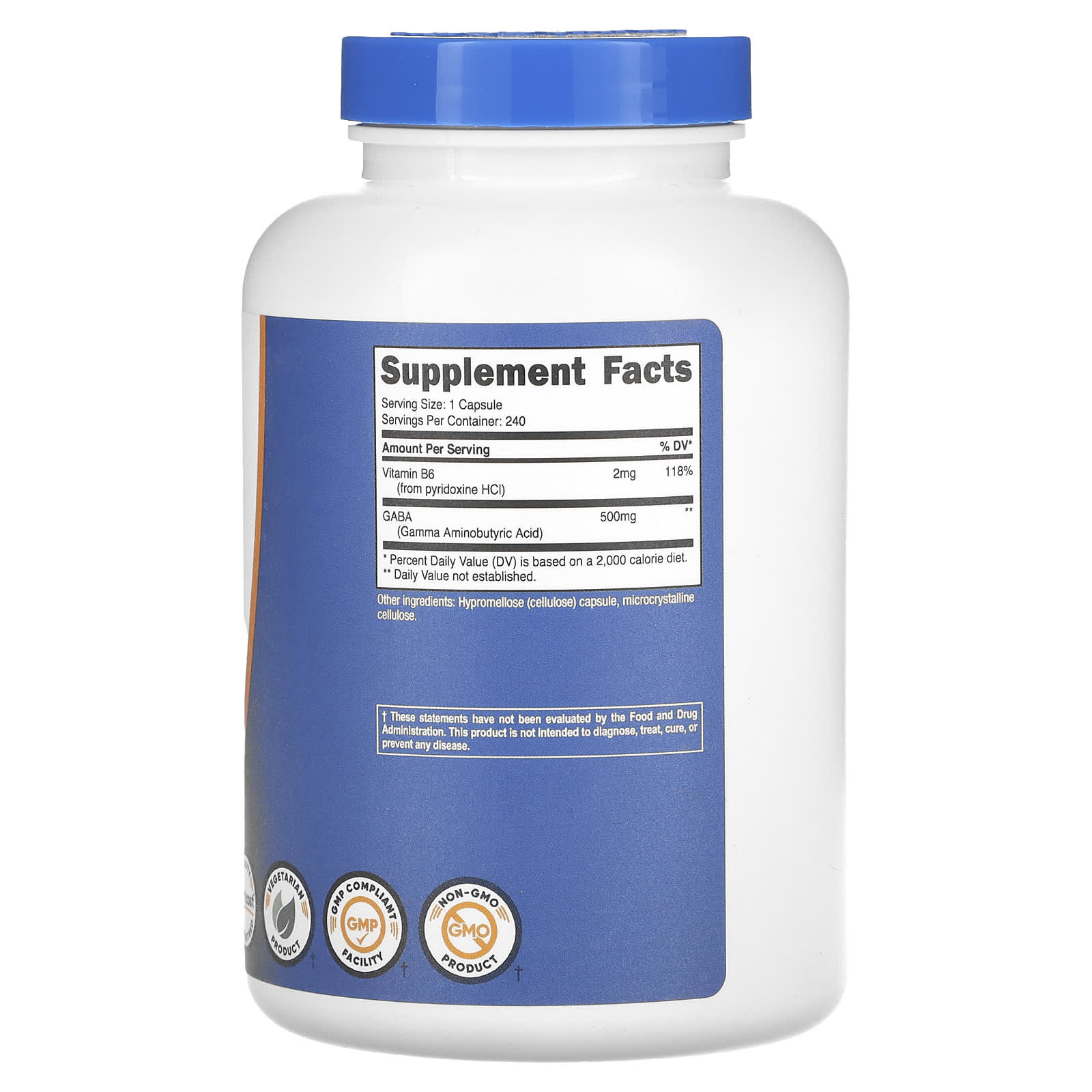 Nutricost, GABA With Vitamin B6, 500 mg, 240 Capsules - Image 2