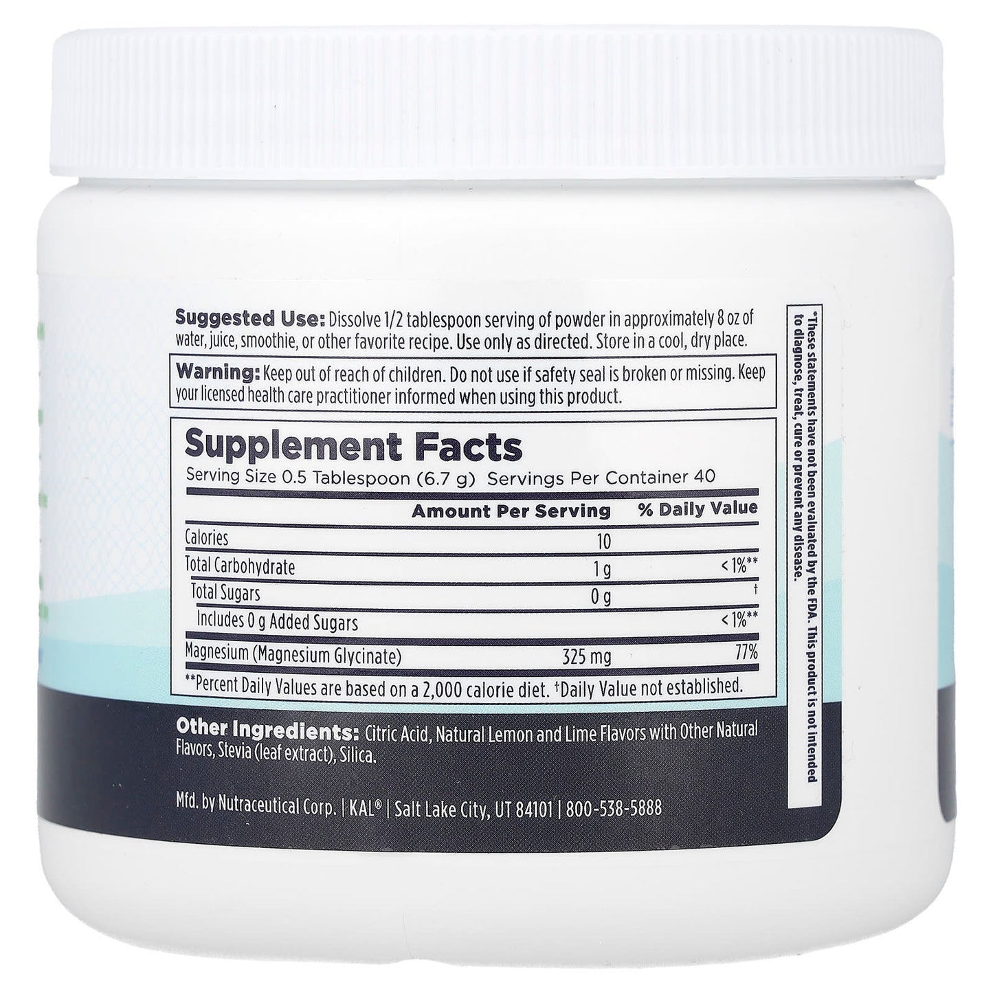 KAL, Calming Magnesium Powder, Lemon Lime, 9.5 oz (270 g) - Image 2