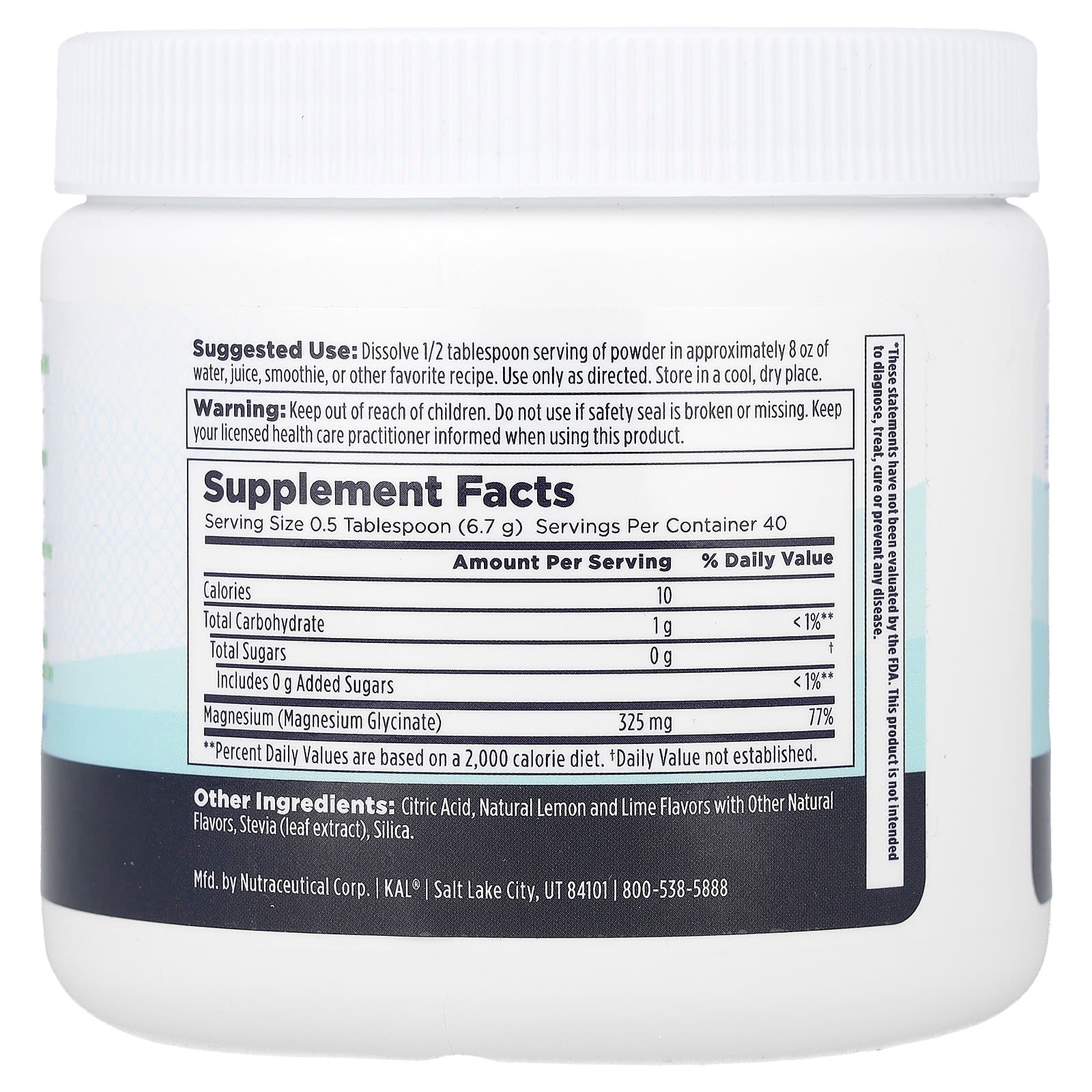 KAL, Calming Magnesium Powder, Lemon Lime, 9.5 oz (270 g) - Image 2