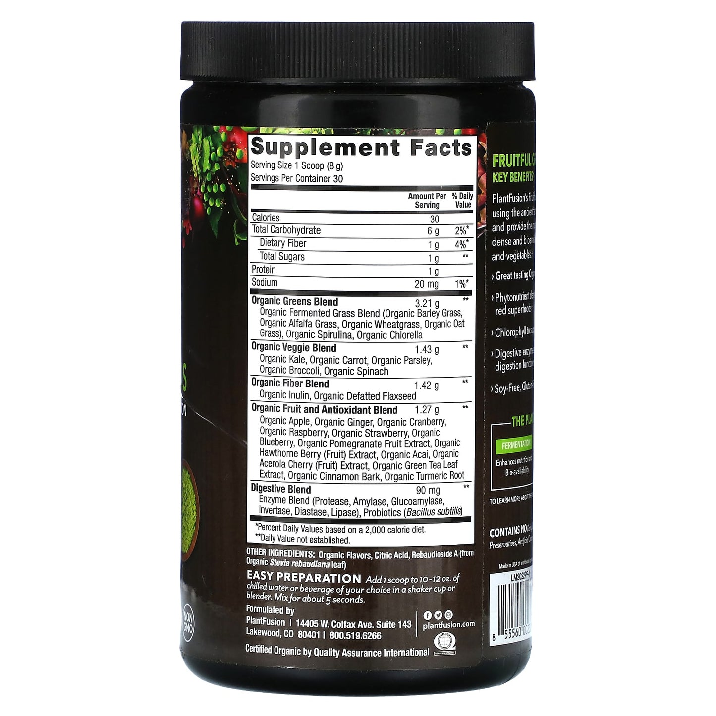 PlantFusion, Organic Fruitful Greens, 8.46 oz (240 g) - Image 2