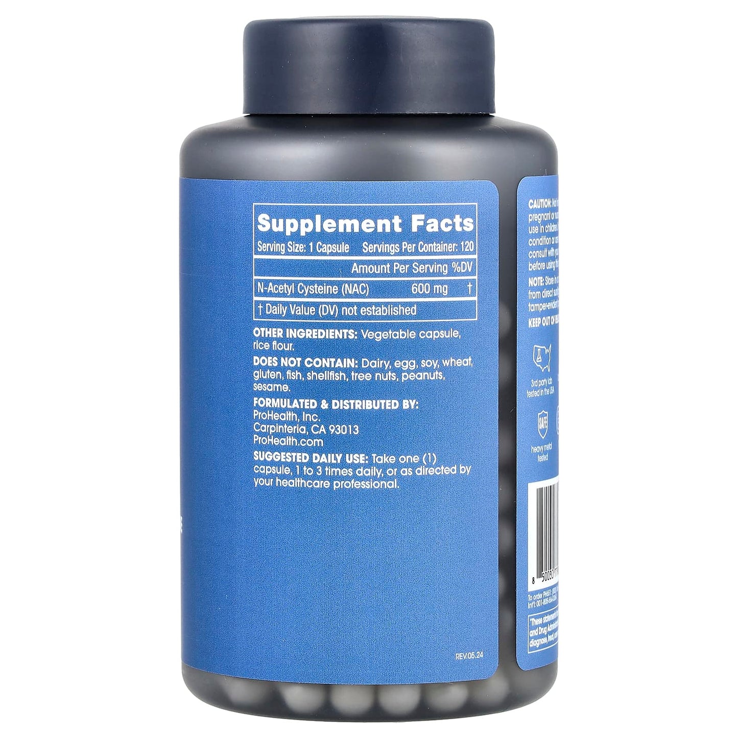 ProHealth Longevity, Pure N-Acetyl Cysteine, 600 mg, 120 Capsules - Image 2