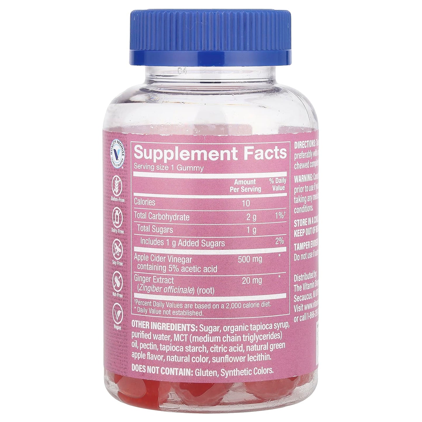 The Vitamin Shoppe, Apple Cider Vinegar Gummies, Apple, 60 Gummies - Image 2