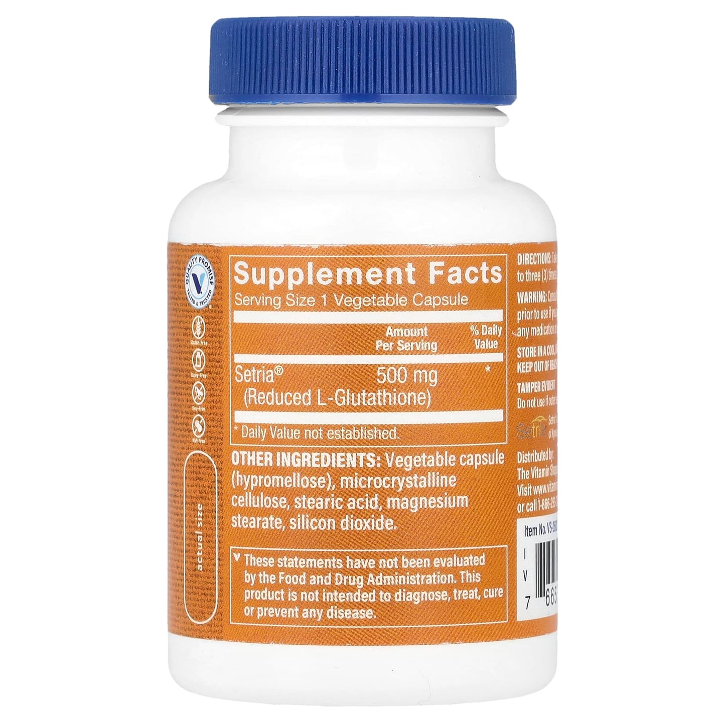 The Vitamin Shoppe, Reduced Glutathione, 500 mg, 60 Vegetable Capsule