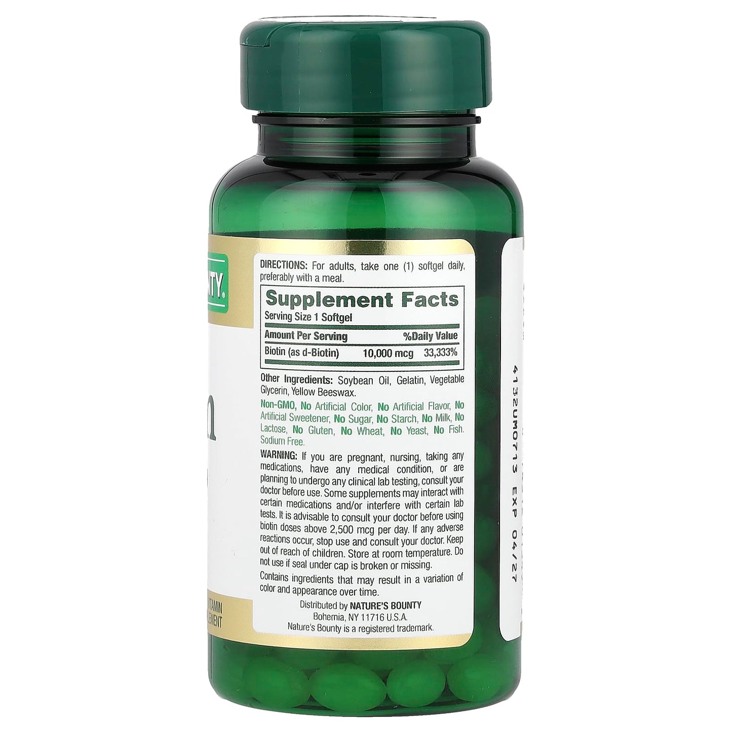Nature's Bounty, Biotin, 10,000 mcg, 180 Rapid Release Softgels - Image 2