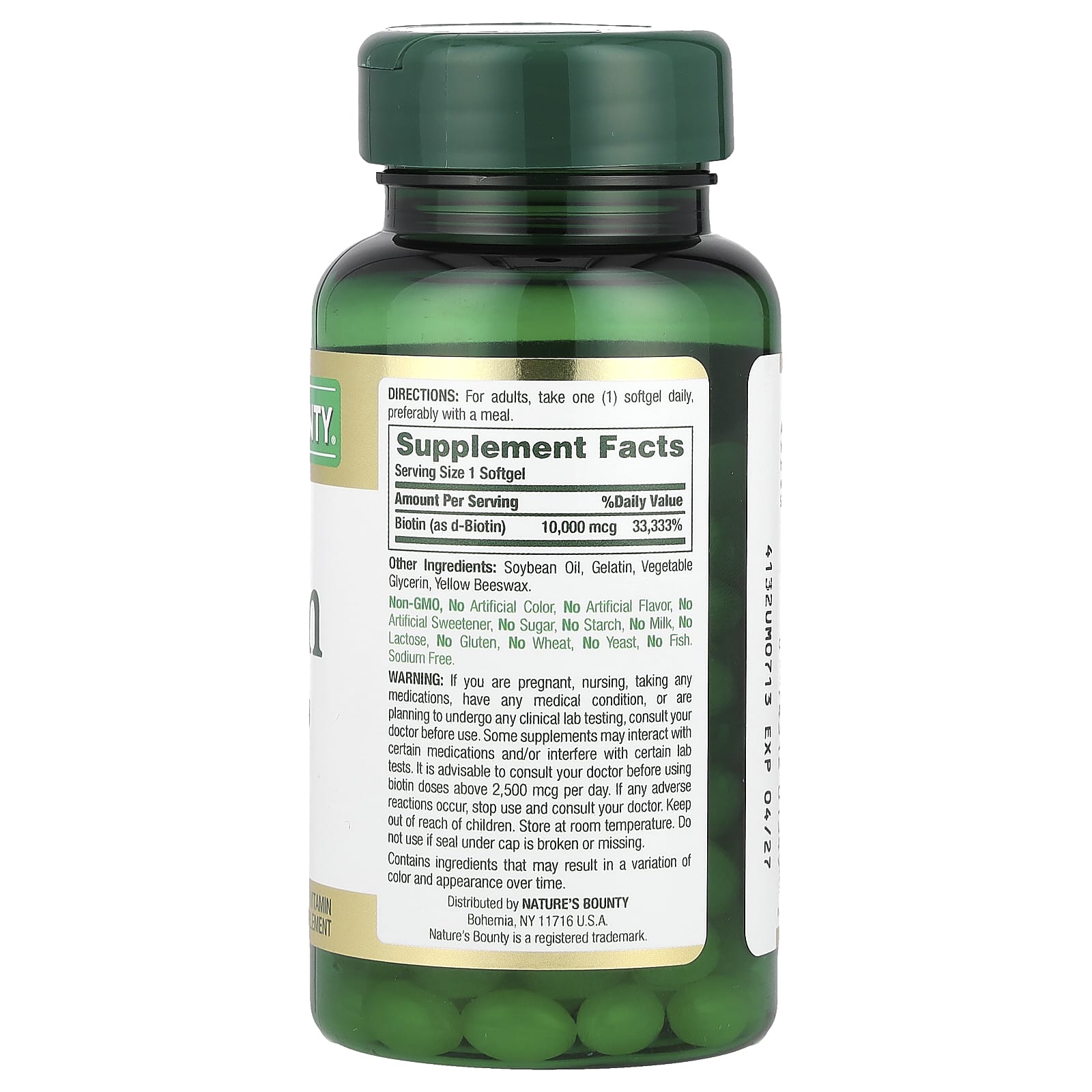 Nature's Bounty, Biotin, 10,000 mcg, 180 Rapid Release Softgels - Image 2