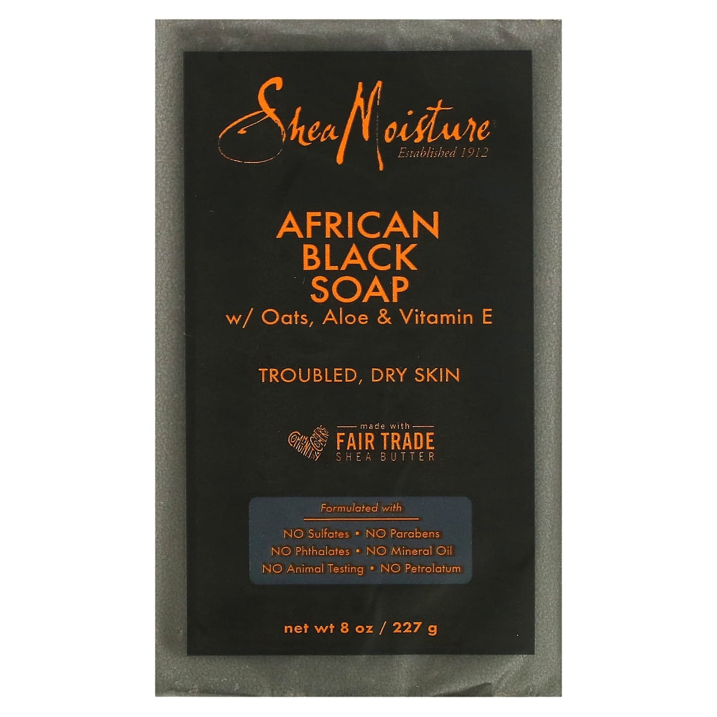 SheaMoisture, African Black Bar Soap with Oats, Aloe & Vitamin E, 8 oz (227 g) - Image 1