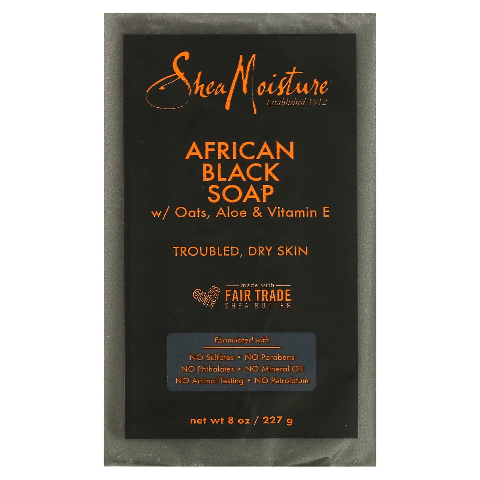 SheaMoisture, African Black Bar Soap with Oats, Aloe & Vitamin E, 8 oz (227 g) - Image 1