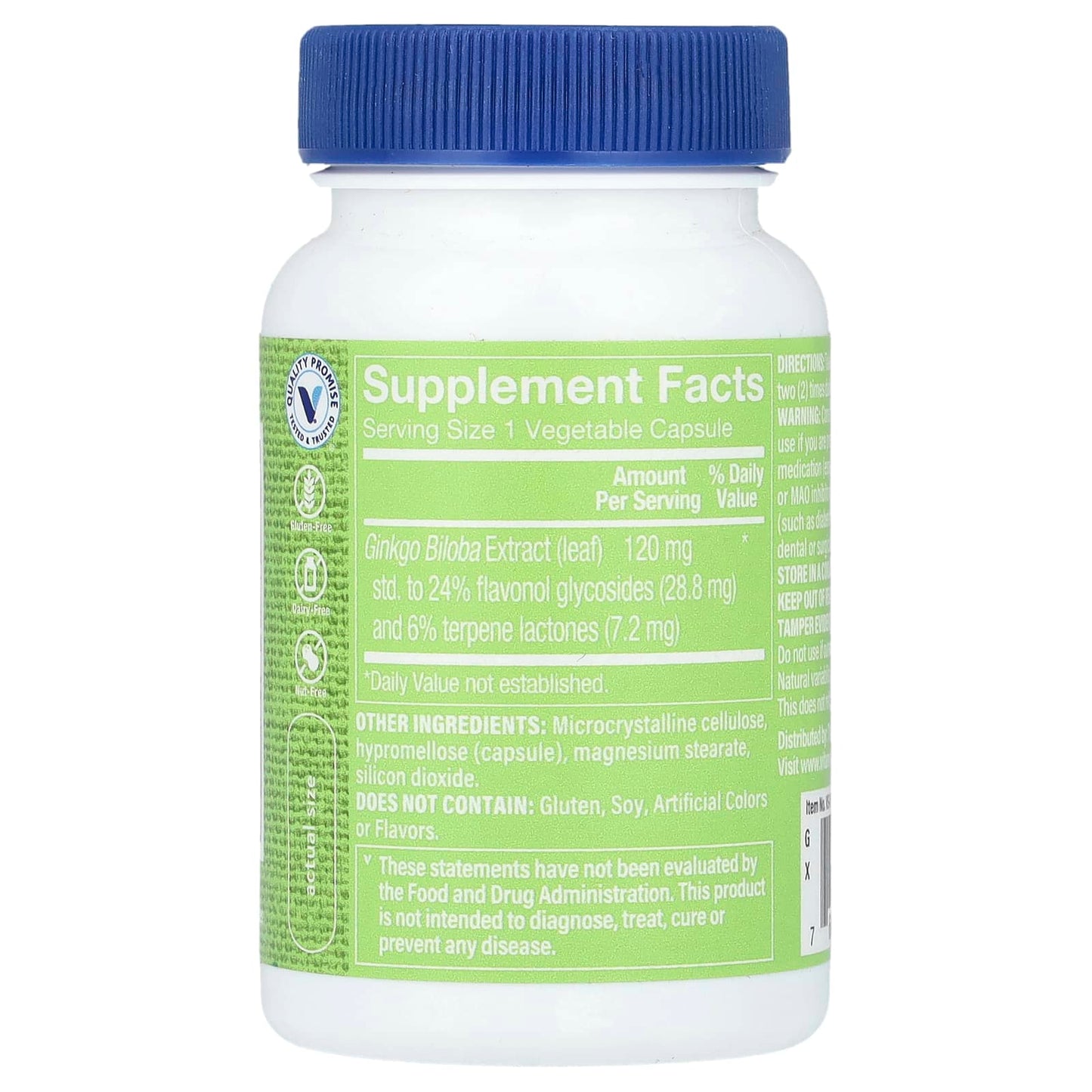 The Vitamin Shoppe, Ginkgo Biloba Extract, 120 mg , 60 Vegetable Capsules - Image 2
