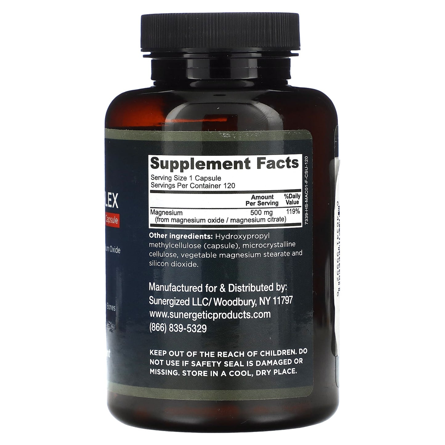 Sunergetic, Magnesium Complex, 500 mg, 120 Capsules - Image 2